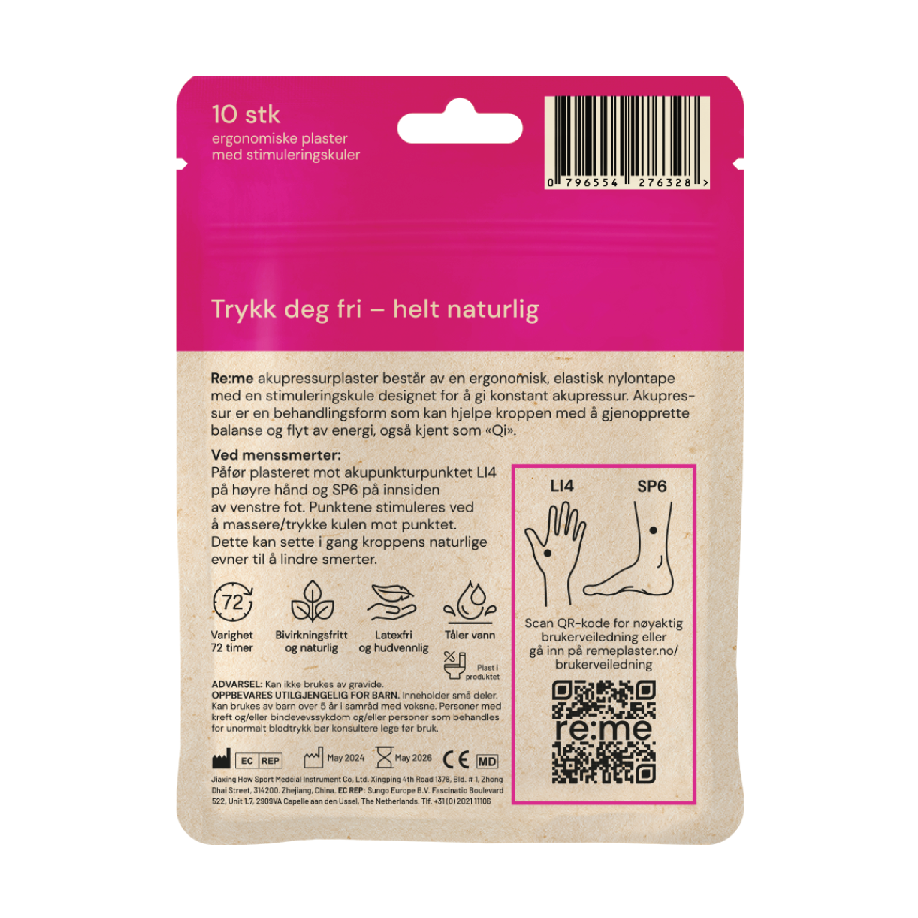 Re:me Menssmerter Akupressurplaster, 10 stk.