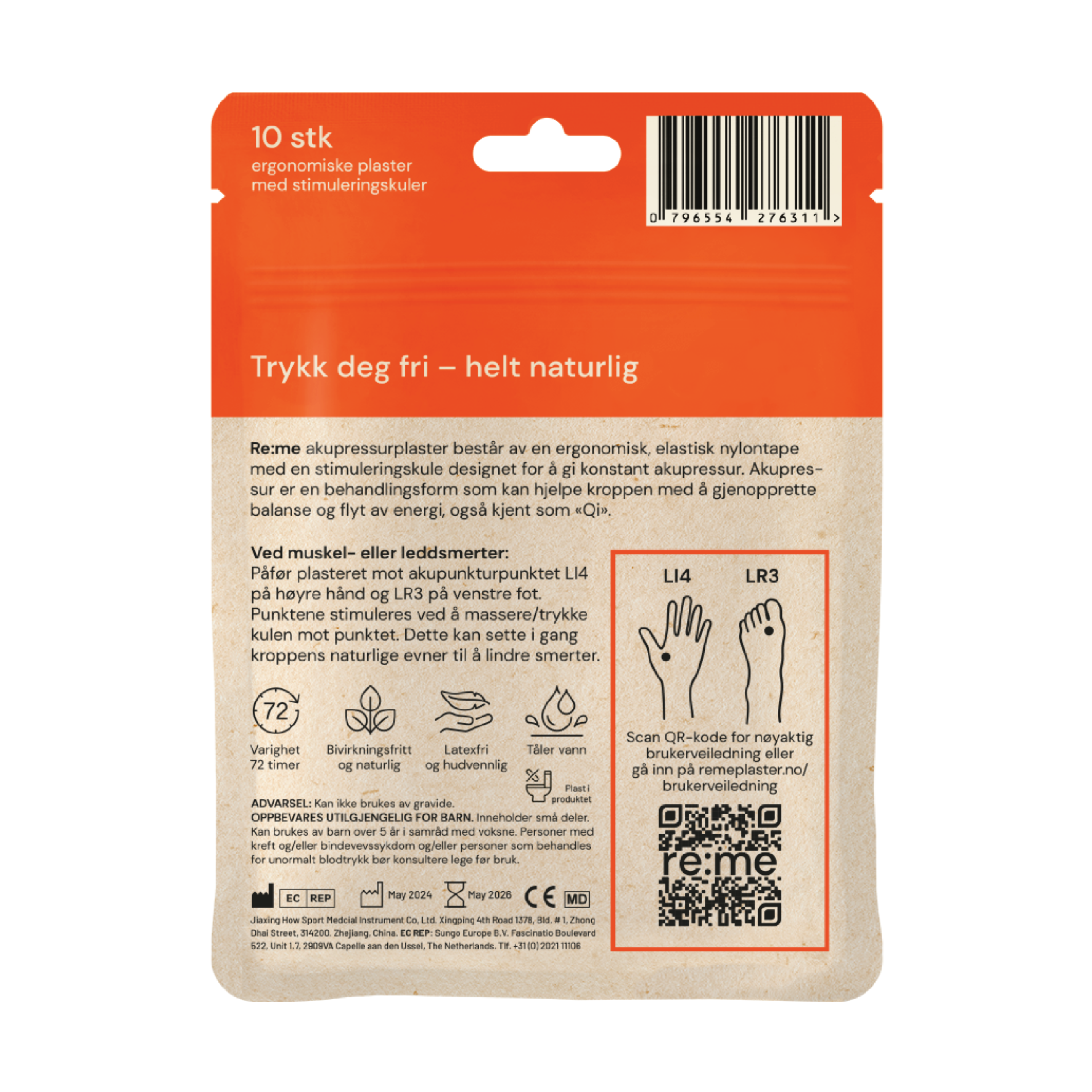 Re:me Smerter i muskel eller ledd Akupressurplaster, 10 stk.