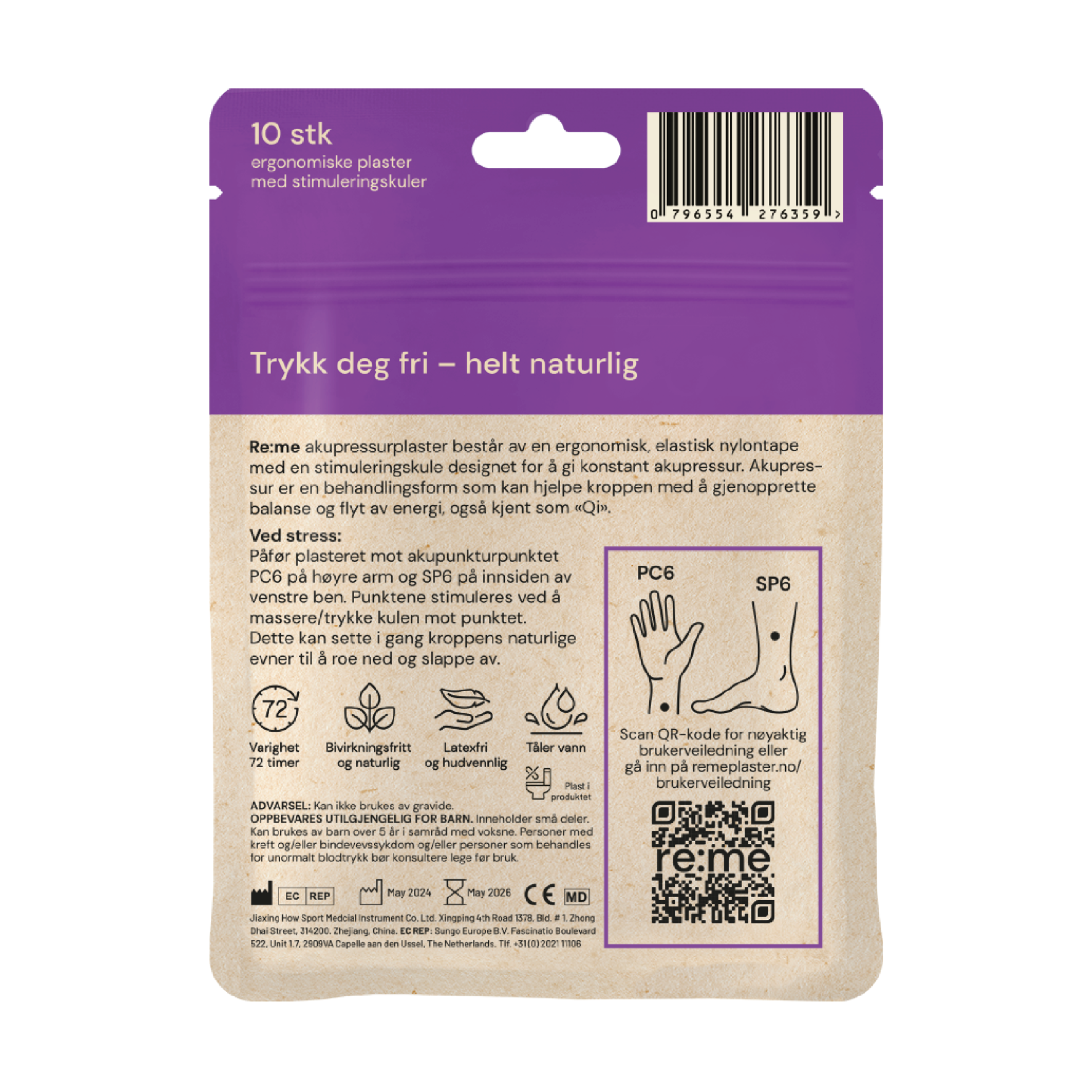 Re:me Stresset Akupressurplaster, 10 stk.