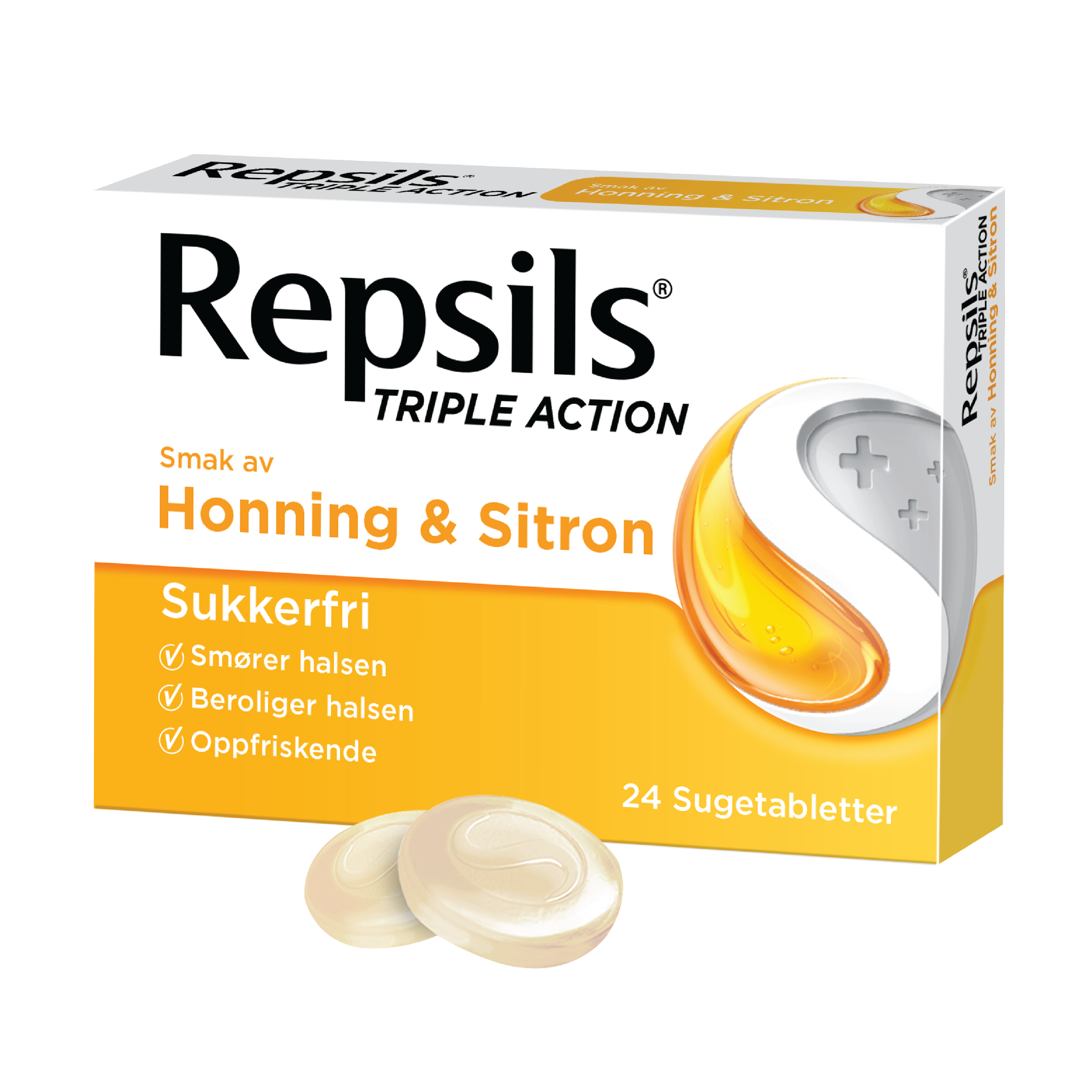 Repsils Triple Action Honning & Sitron, 24 stk