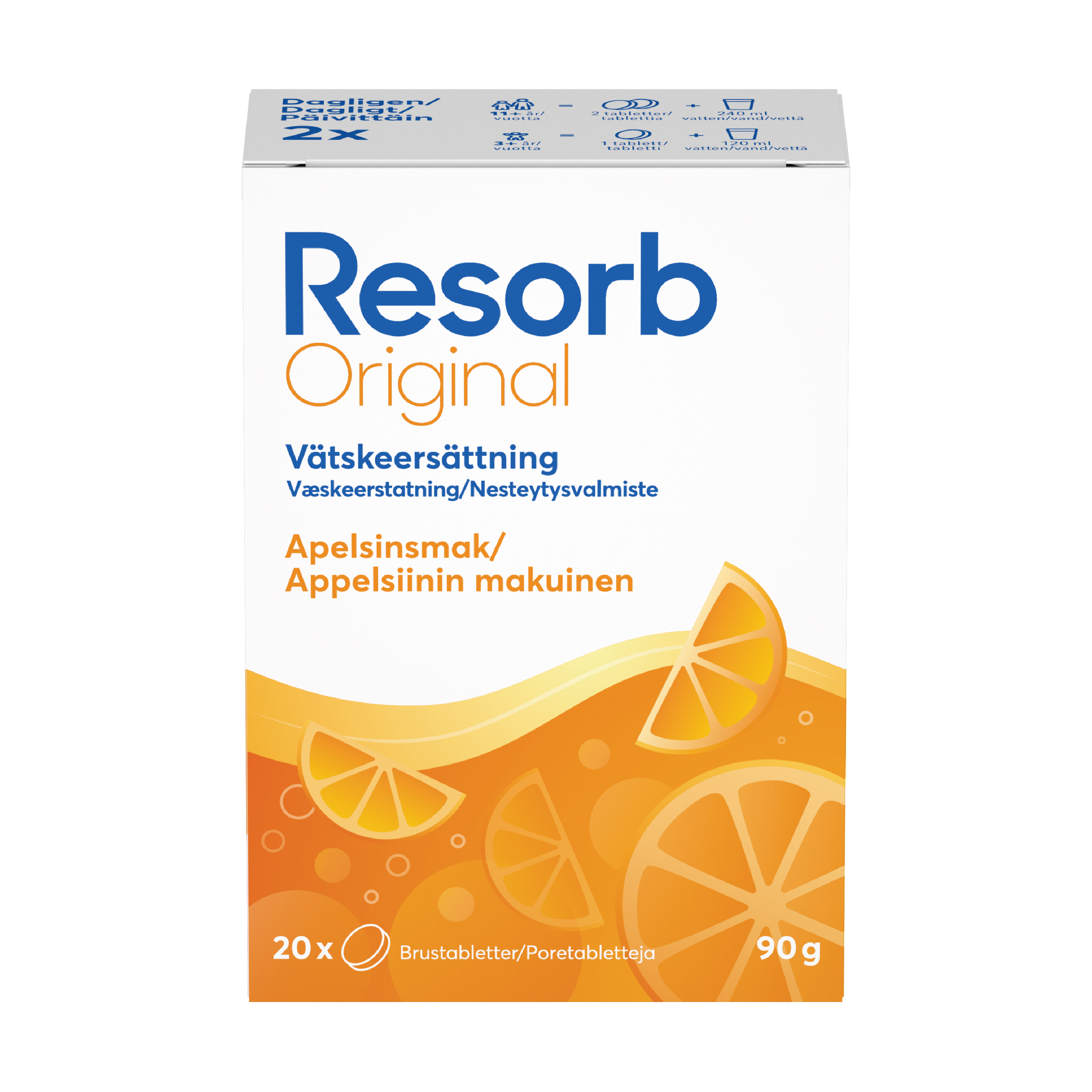 Resorb Original Brusetabletter, Appelsinsmak, 2 x 10 stk.
