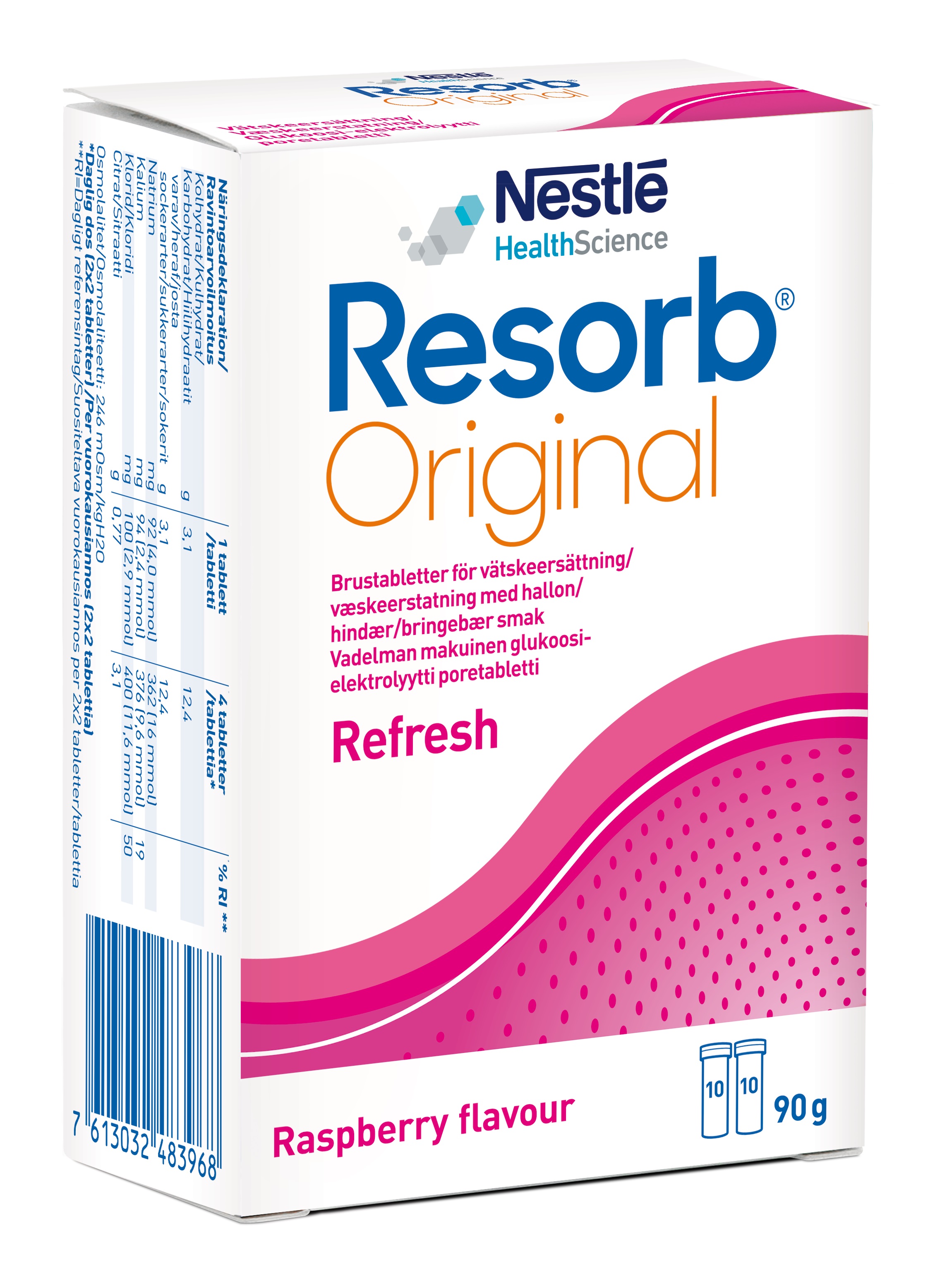 Resorb Original Refresh Brusetabletter, Bringebærsmak, 2 x 10 stk.