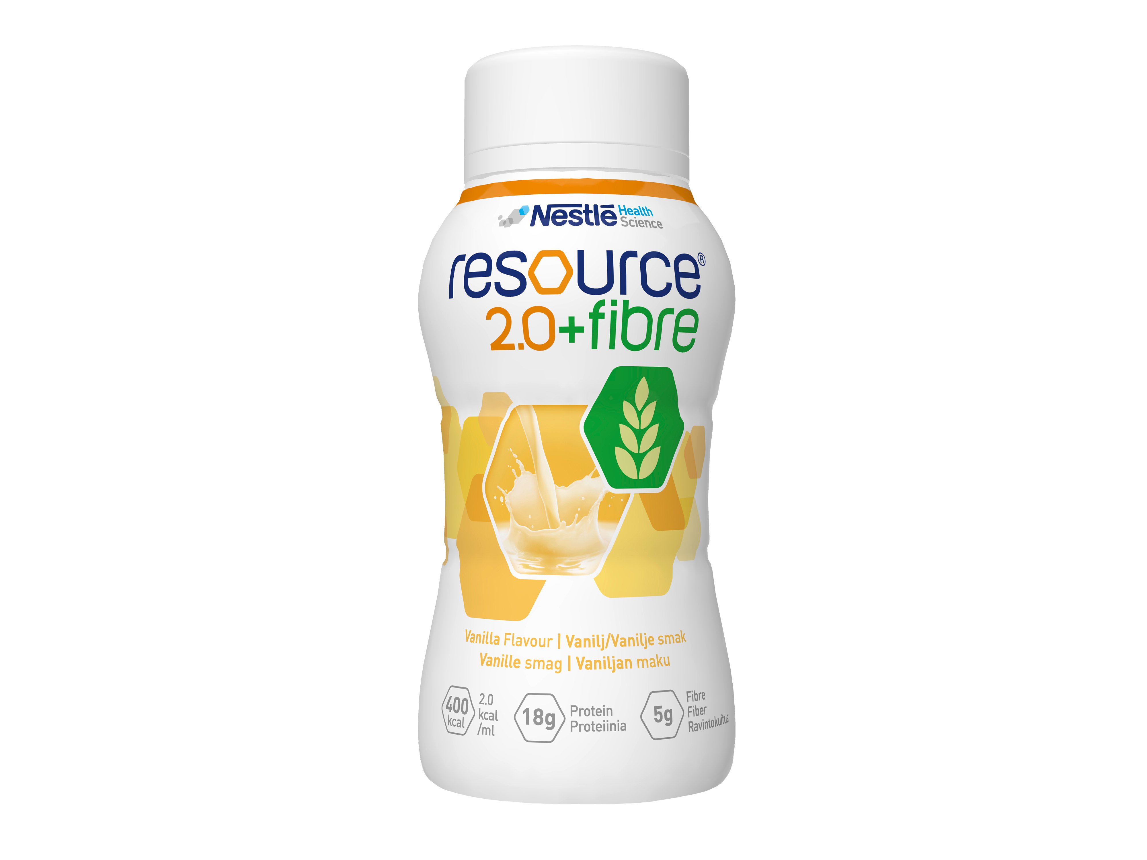 Resource 2,0 + Fibre næringsdrikk vanilje, 4x200 ml