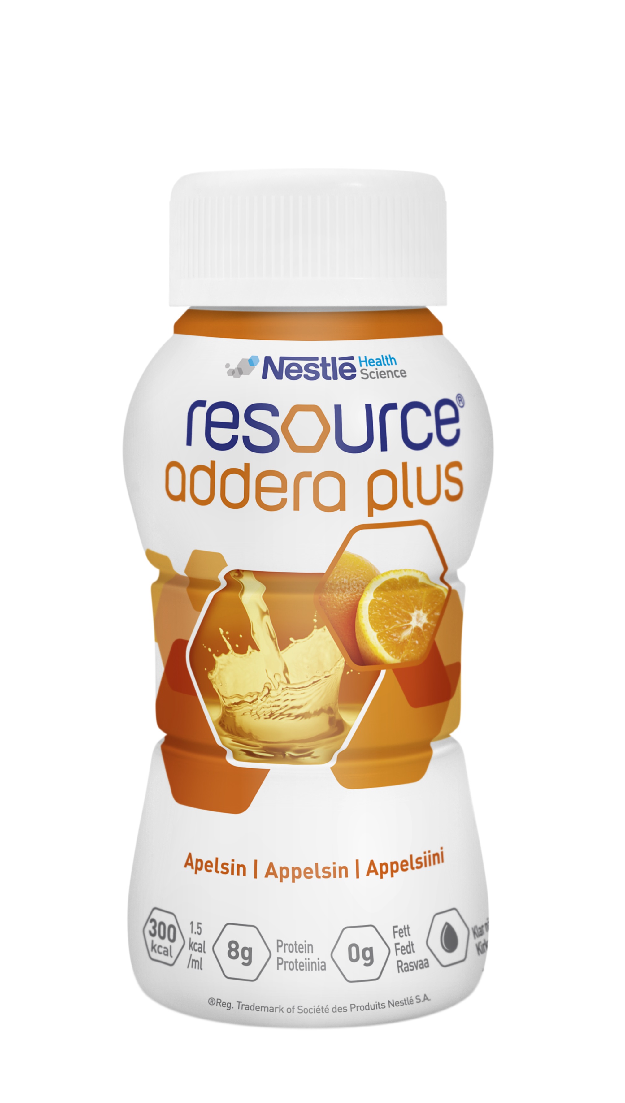 Resource Addera plus næringstilskudd, Appelsin, 4x200 ml