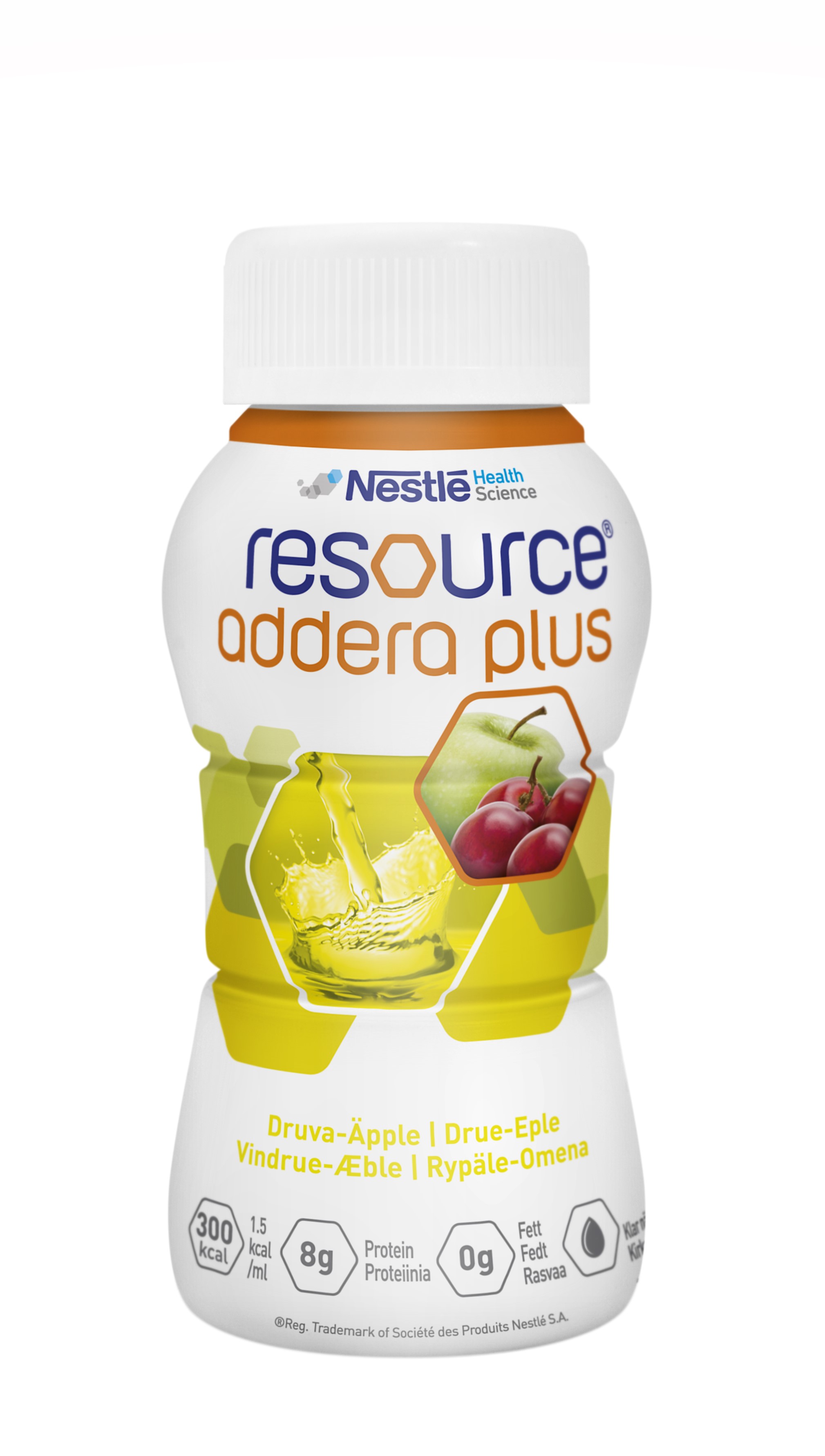 Resource Addera plus næringstilskudd, Drue og eple, 4x200 ml