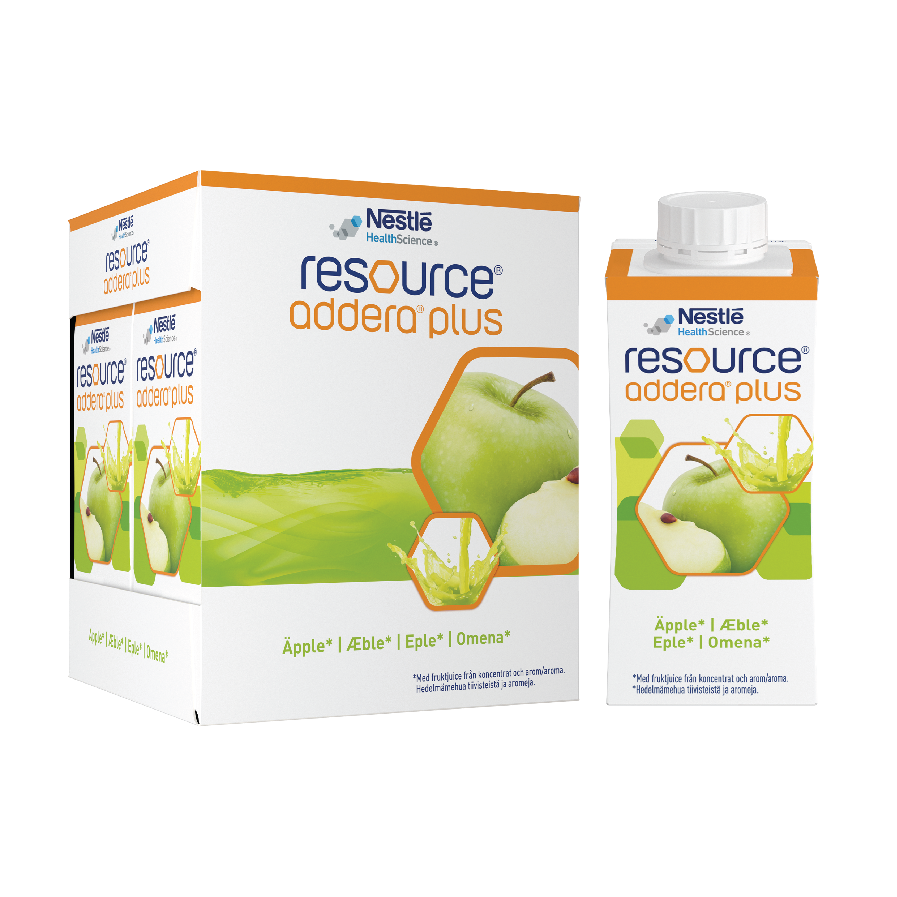 Resource Addera plus næringstilskudd, Eple, 4x200 ml