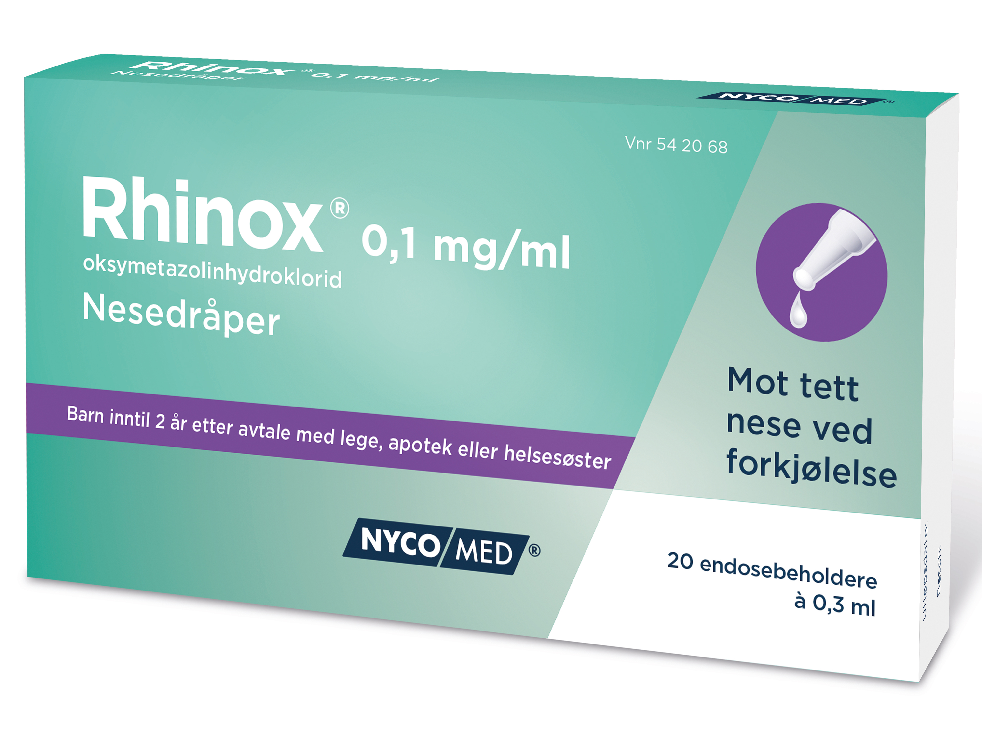 Rhinox Nesedråper 0,1mg/ml, 0,1 mg/ml til baby, 20 endoser
