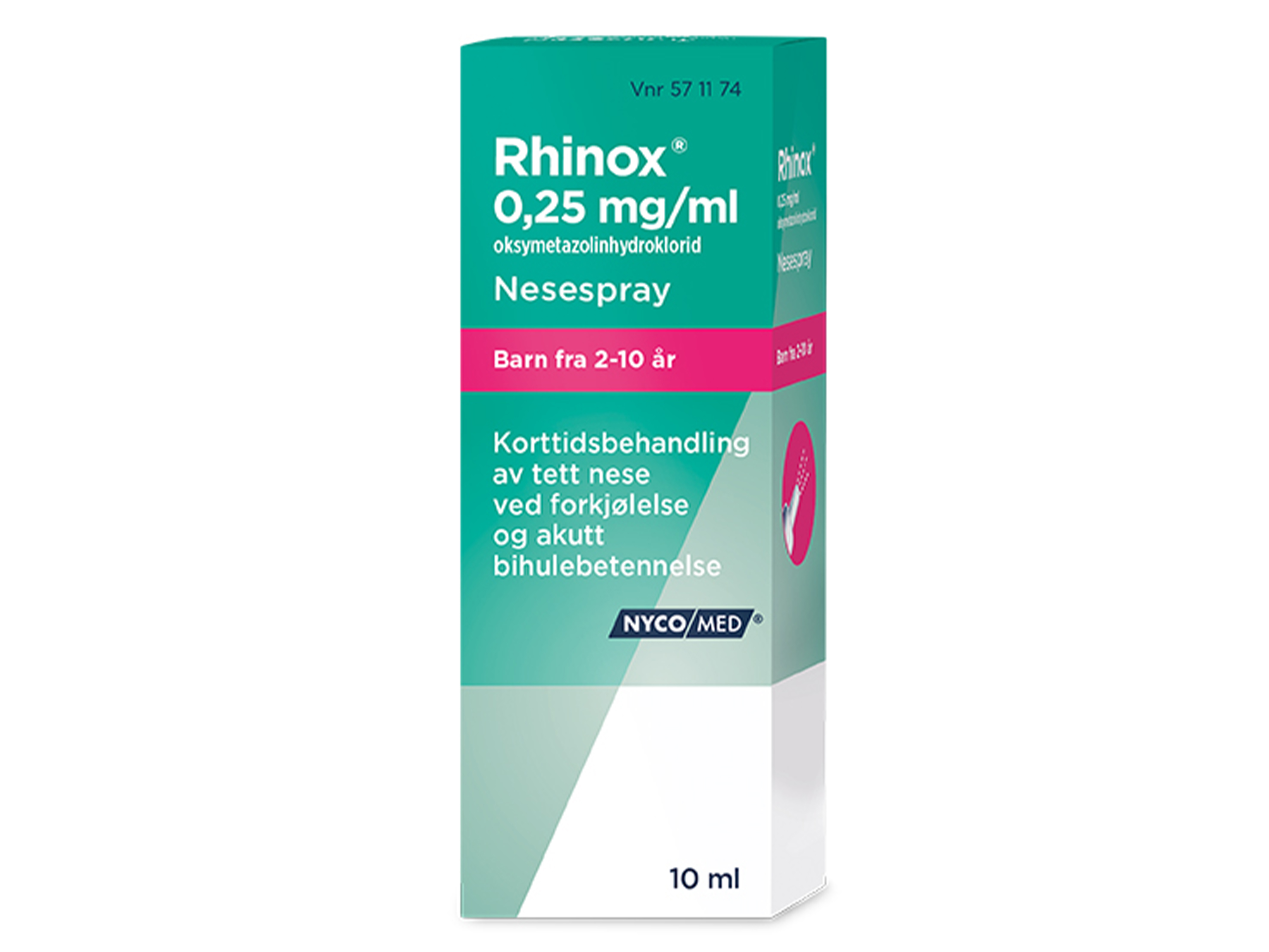 Rhinox Nesespray 0,25 mg/ml, 0,25 mg til barn, 10 ml