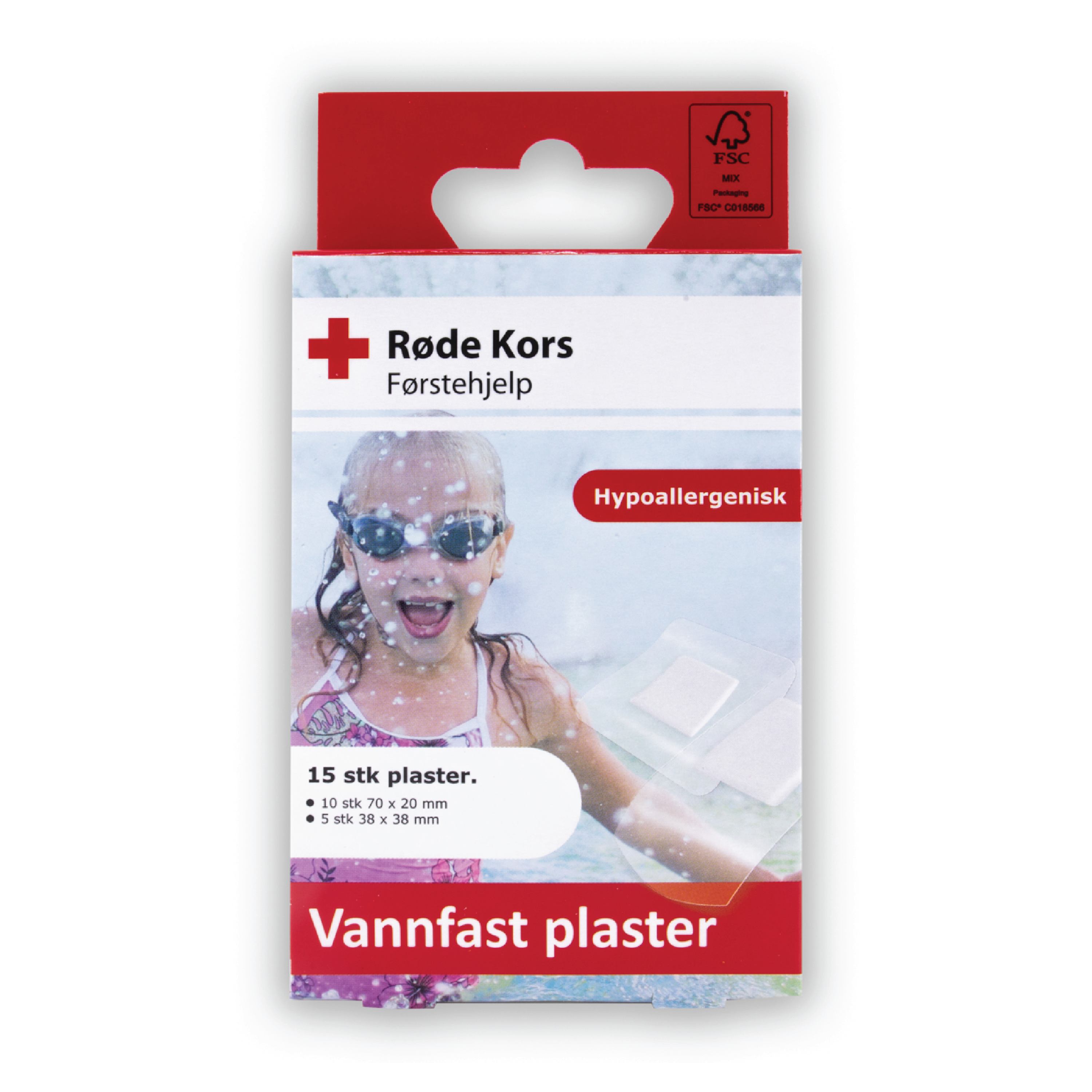 Røde Kors Førstehjelp Vannfast plaster, 15 stk.