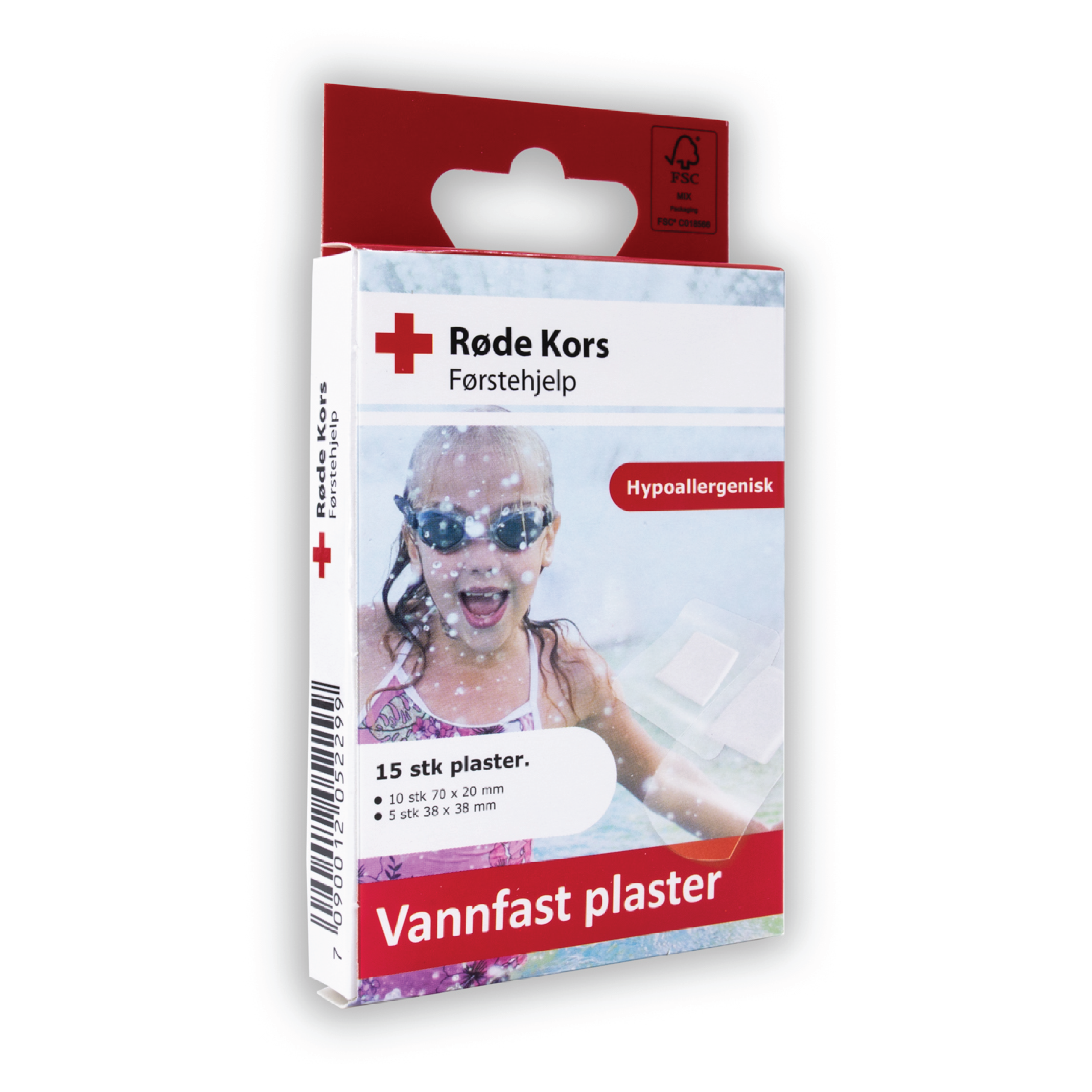 Røde Kors Førstehjelp Vannfast plaster, 15 stk.