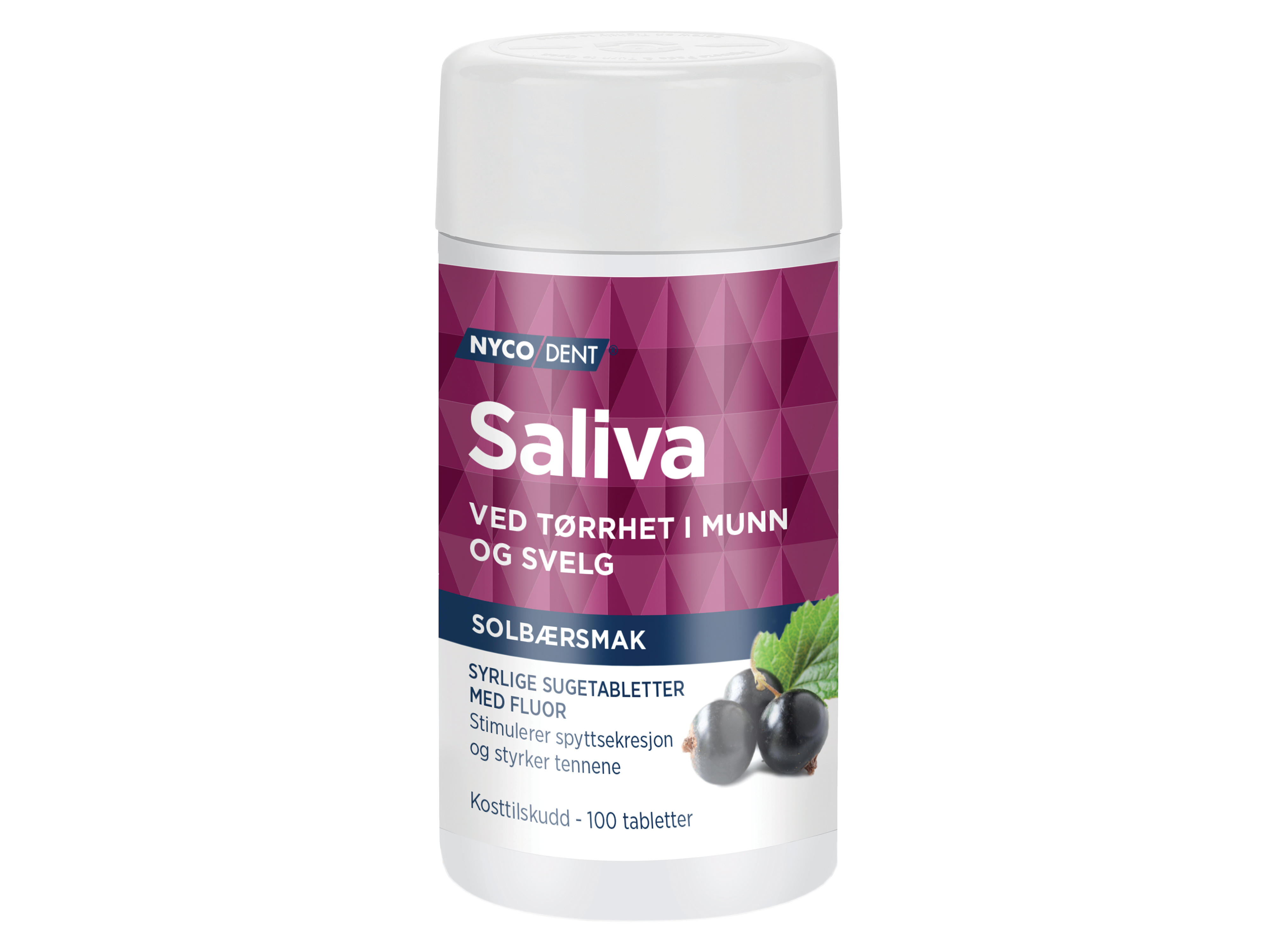 Nycodent Saliva m/solbær, 100 tabletter