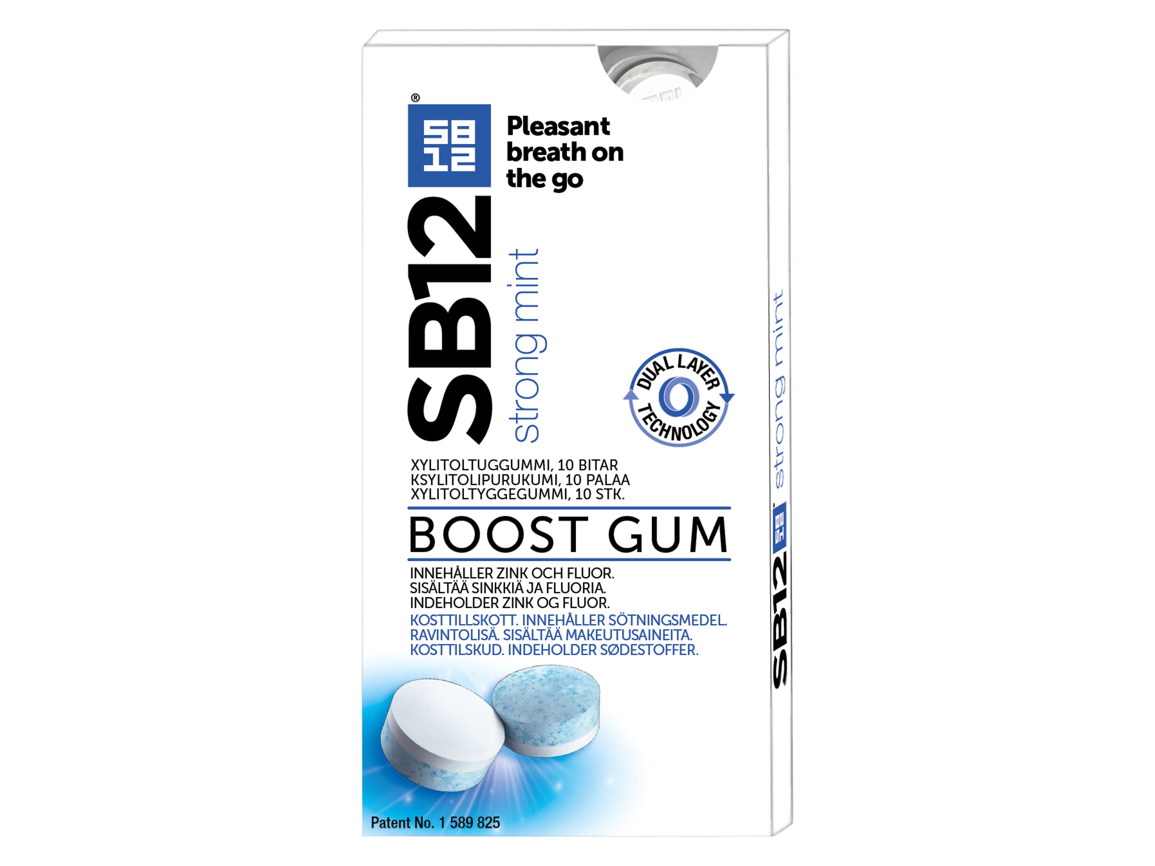SB12 Boost Tyggegummi Strong Mint, 10 stk