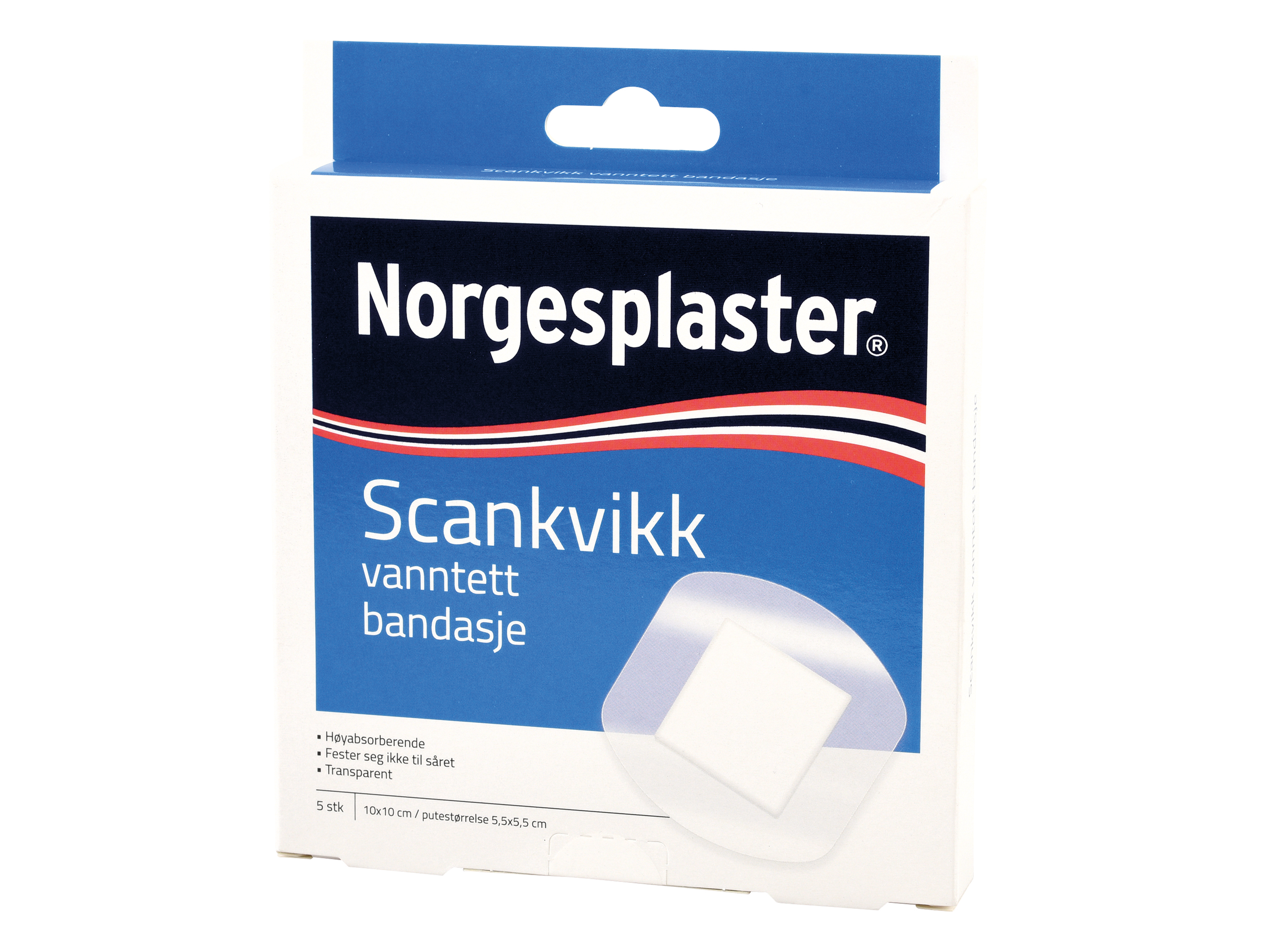 Norgesplaster Scankvikk vanntett bandasje, 10x10 cm, 5 stk.