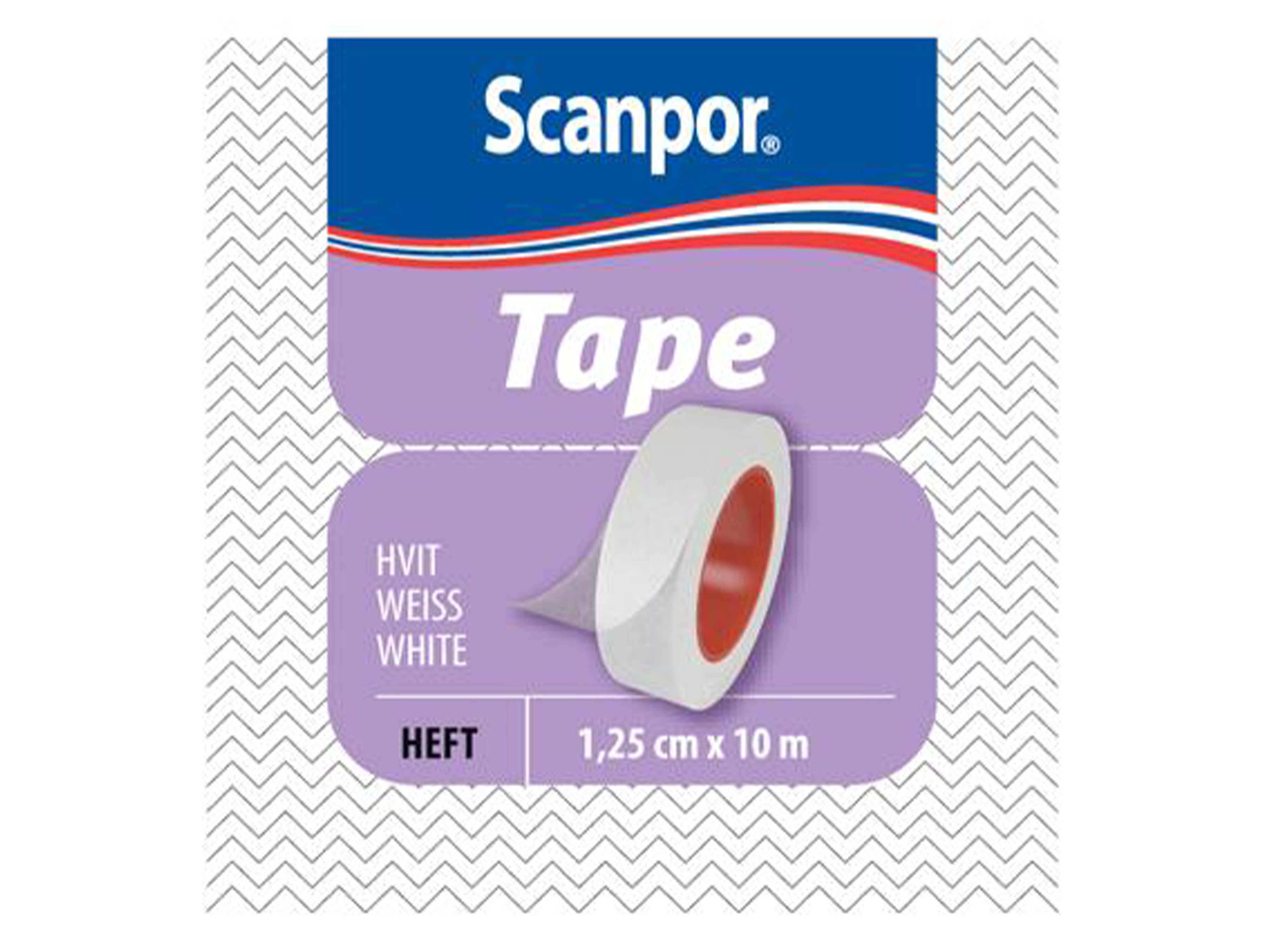 Norgesplaster Scanpor tape hvit, 1,25cm x 10m, 1 stk.