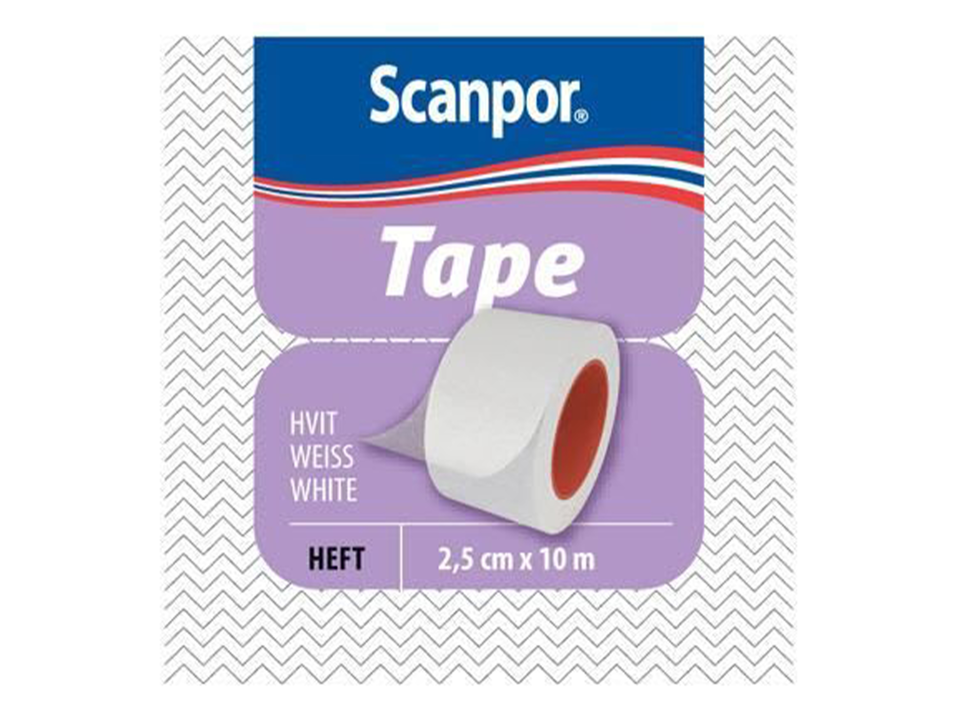 Norgesplaster Scanpor tape hvit, 2,5cm x 10m, 1 stk.