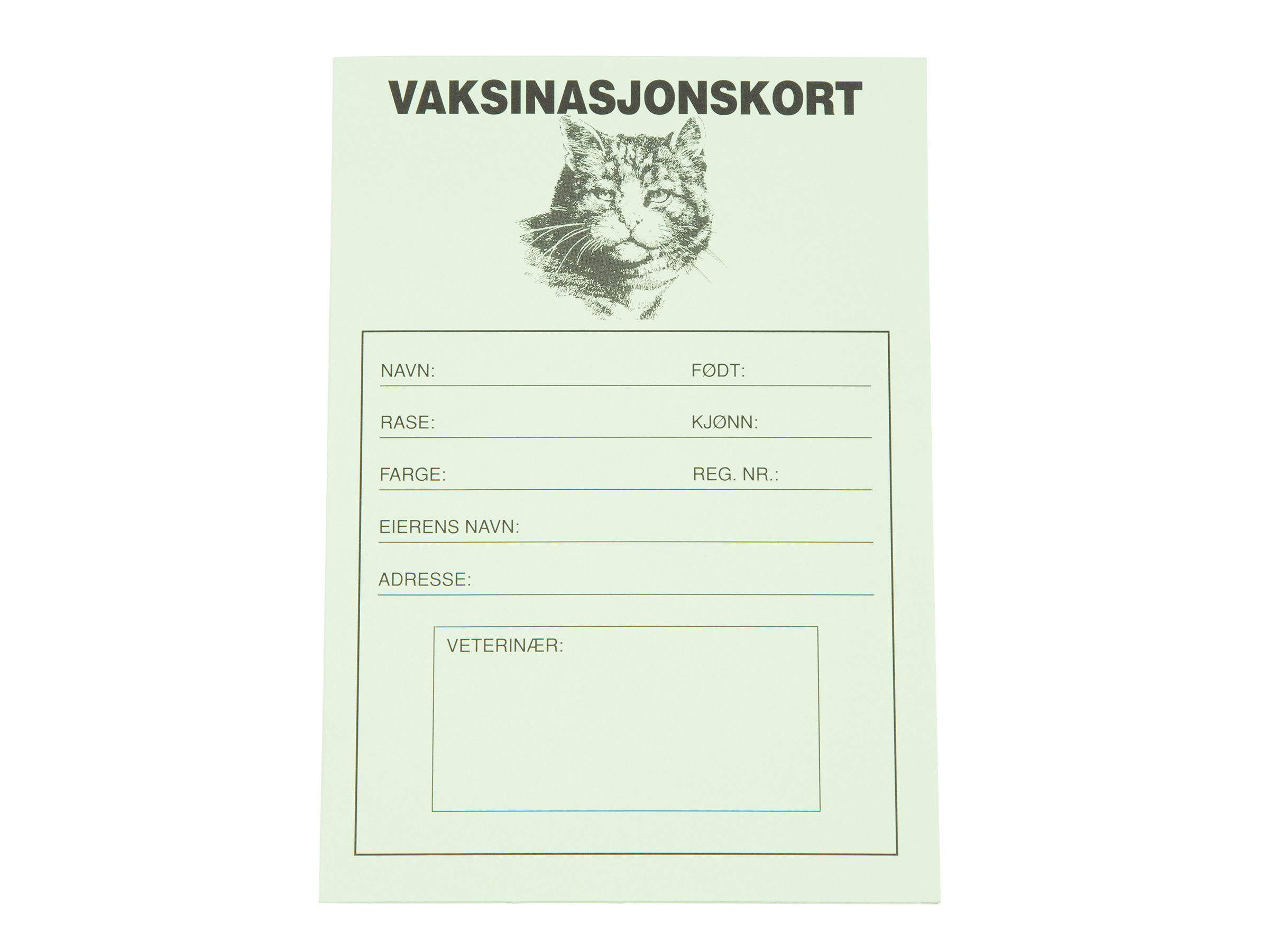 Scanvet Vaksinasjonskort, Til katt