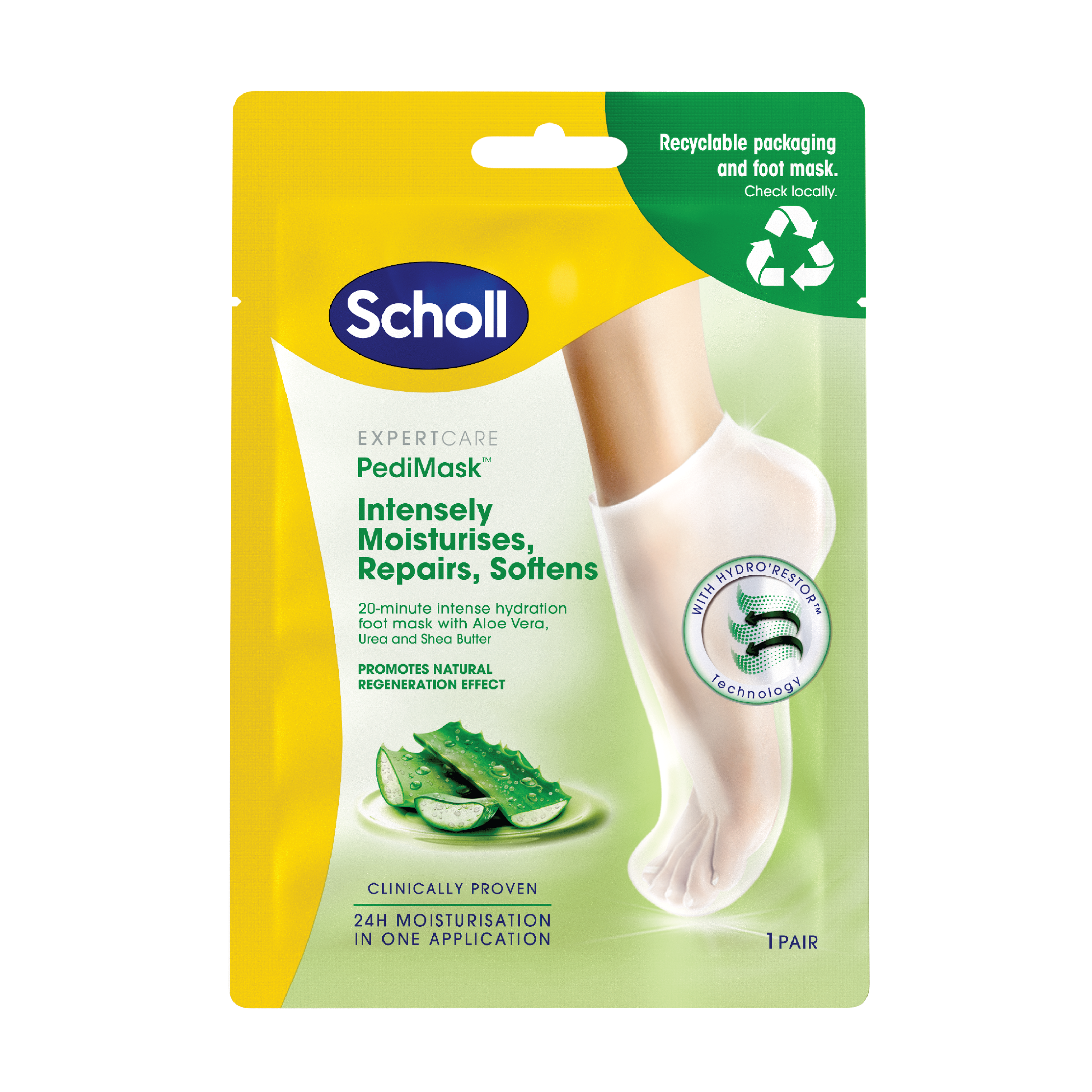 Scholl Expert Care Moisturising PediMask Aloe Vera, 1 par.