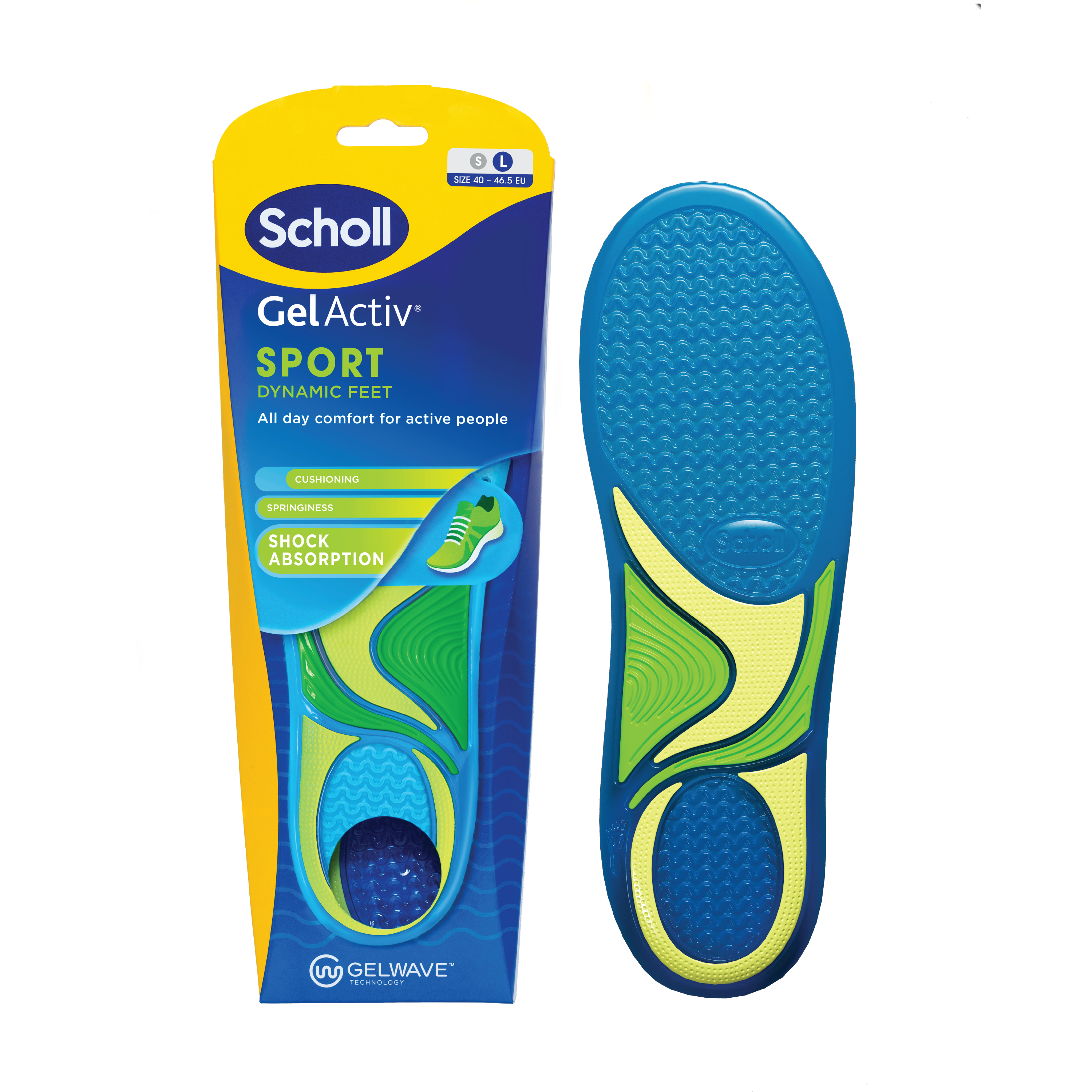 Scholl Gel Activ Sport Innleggssåler, Large, 40-46,5, 1 par