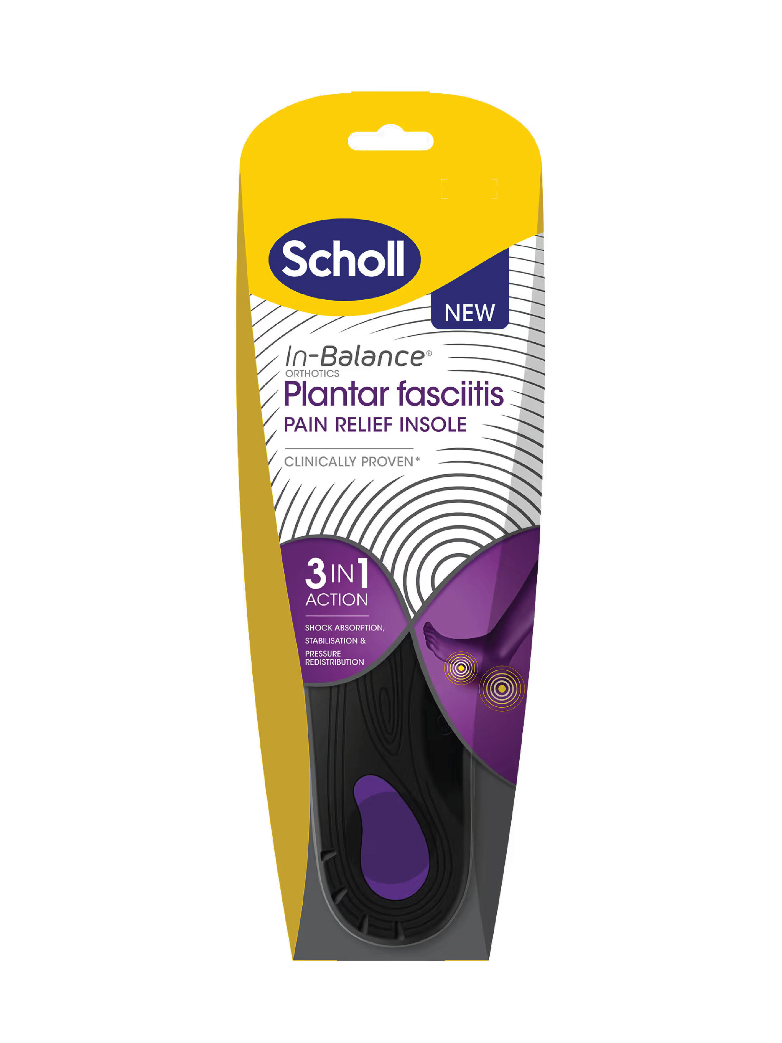 Scholl In-Balance Innleggssåle Plantar Fascitt, Medium (40-42), 1 par