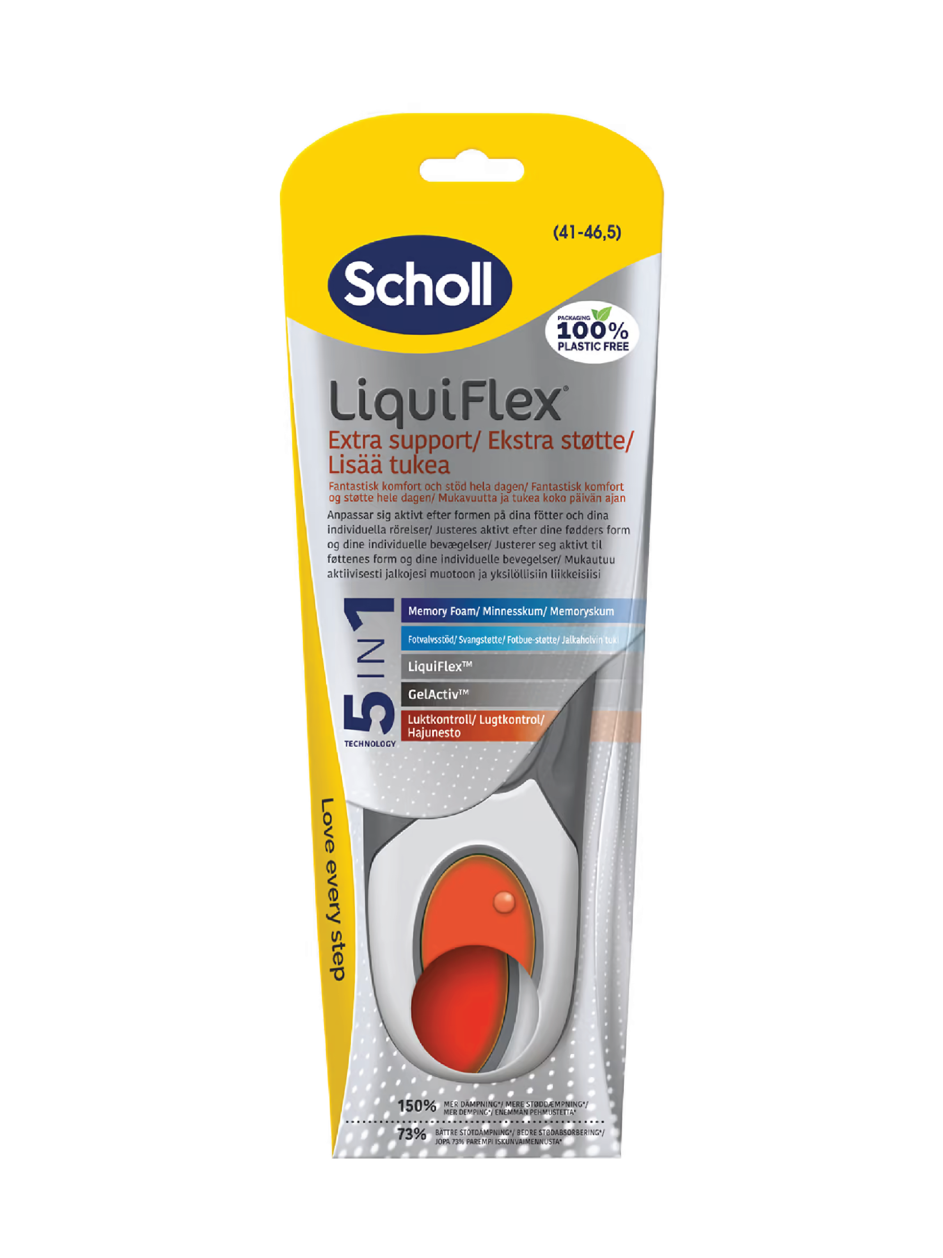 Scholl LiquiFlex Extra Support Innleggssåle, Str. 41-46,5, 1 par