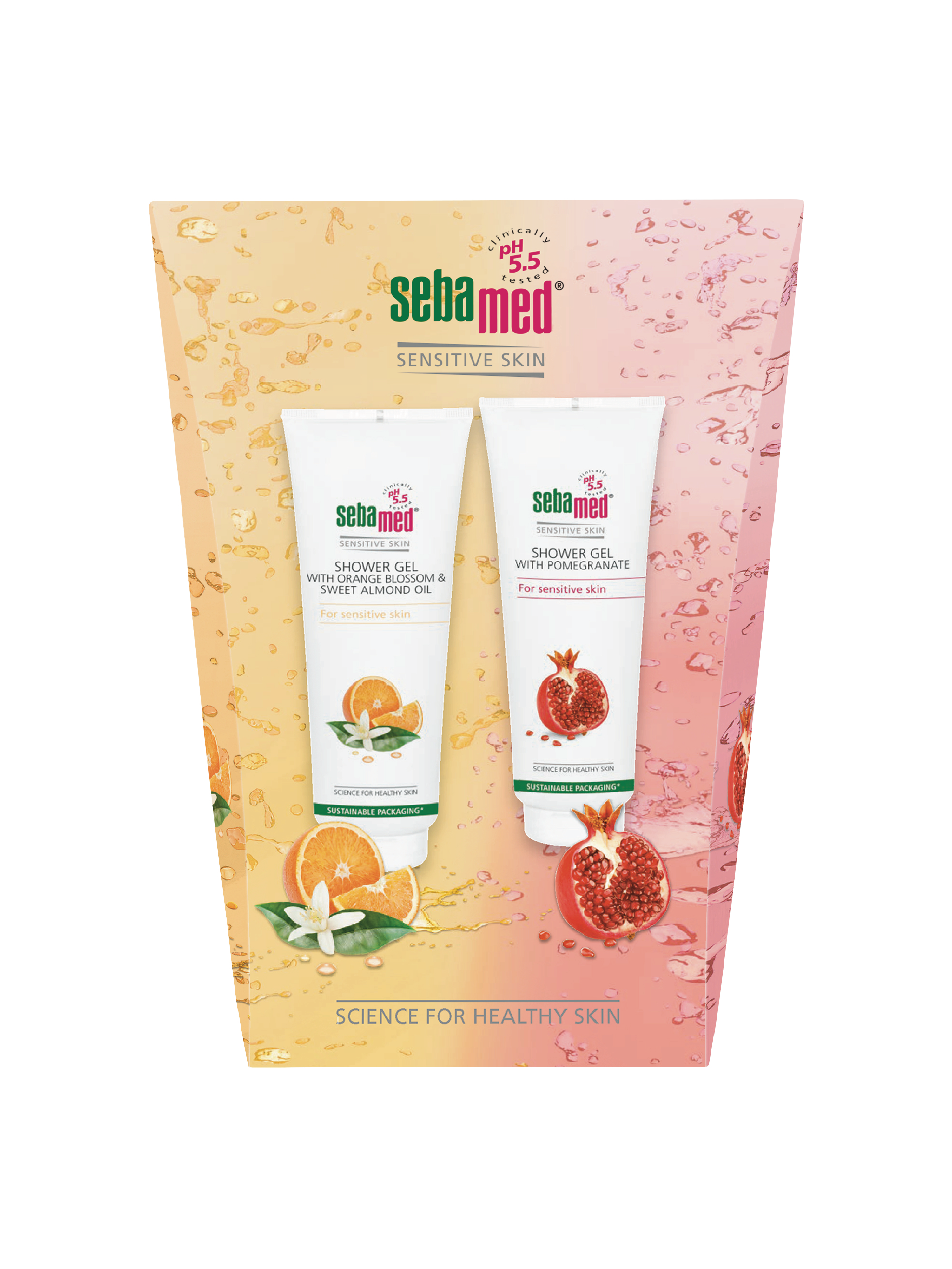 SebaMed Shower Gel Pomegranate & Orange Blossom/Almond Oil Giftbox, 2 x 250 ml