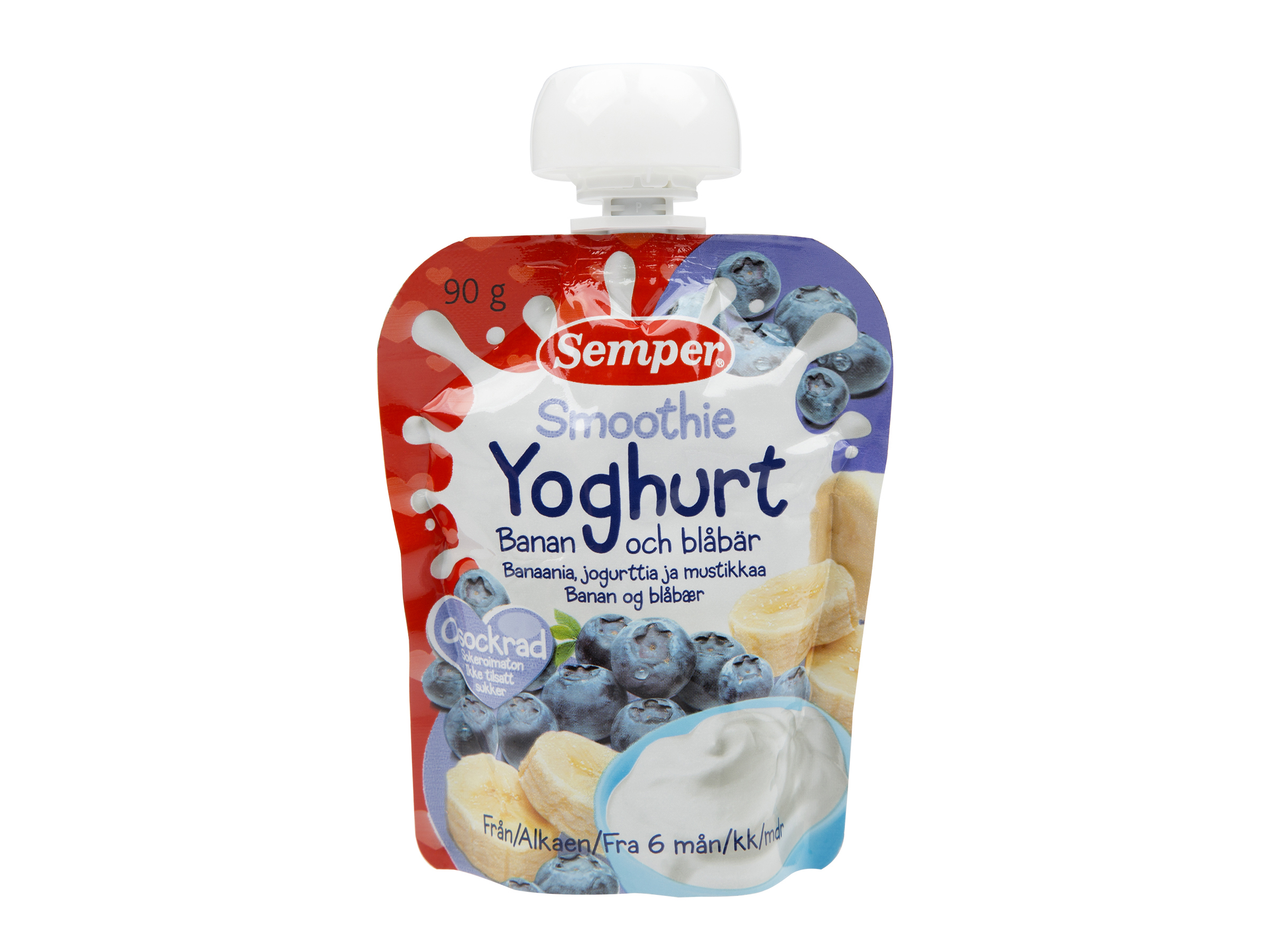 Semper smoothie yoghurt banan&blåbær, 90 gram