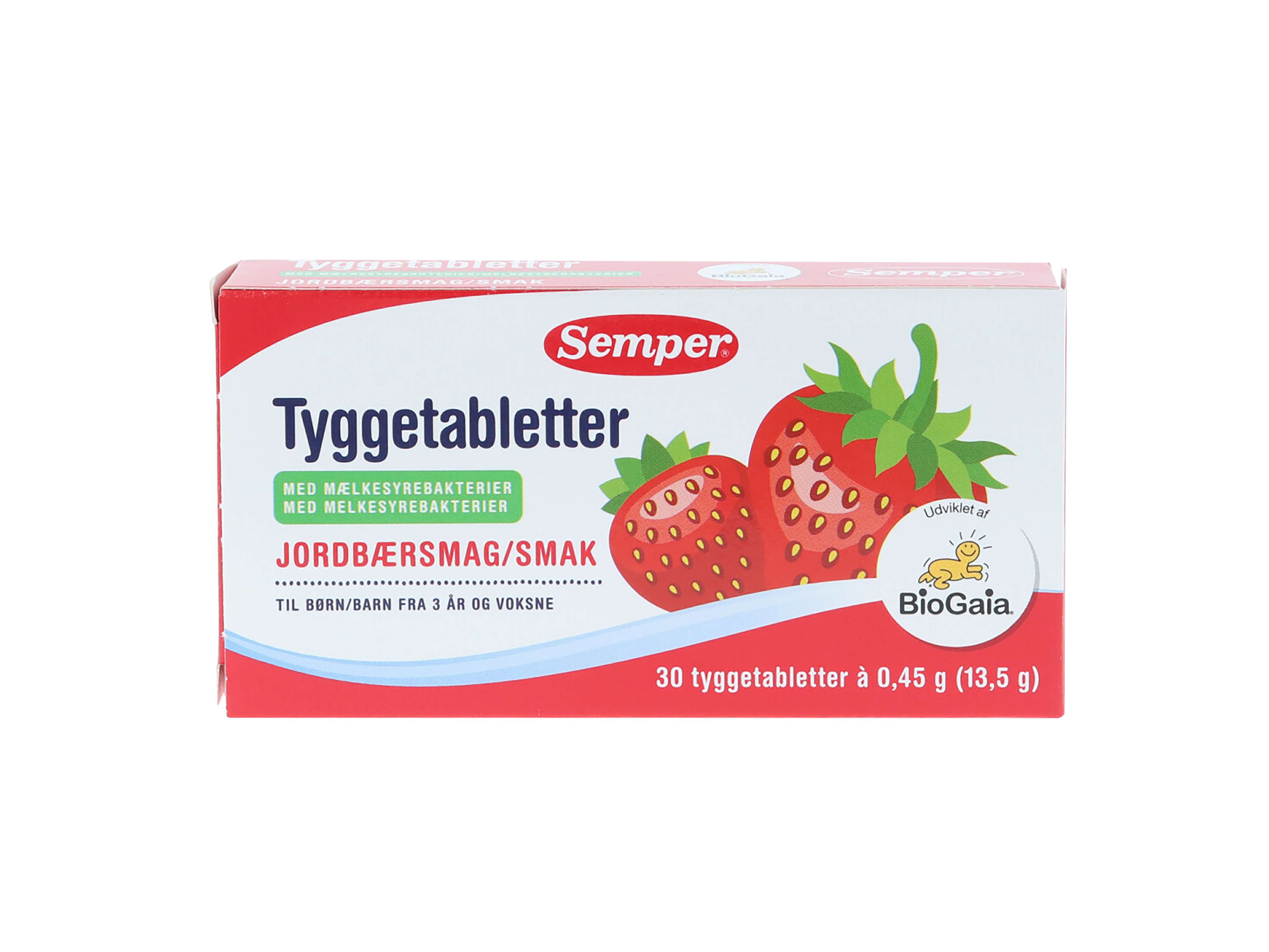 Semper Tyggetabletter jordbær, 30 tabletter