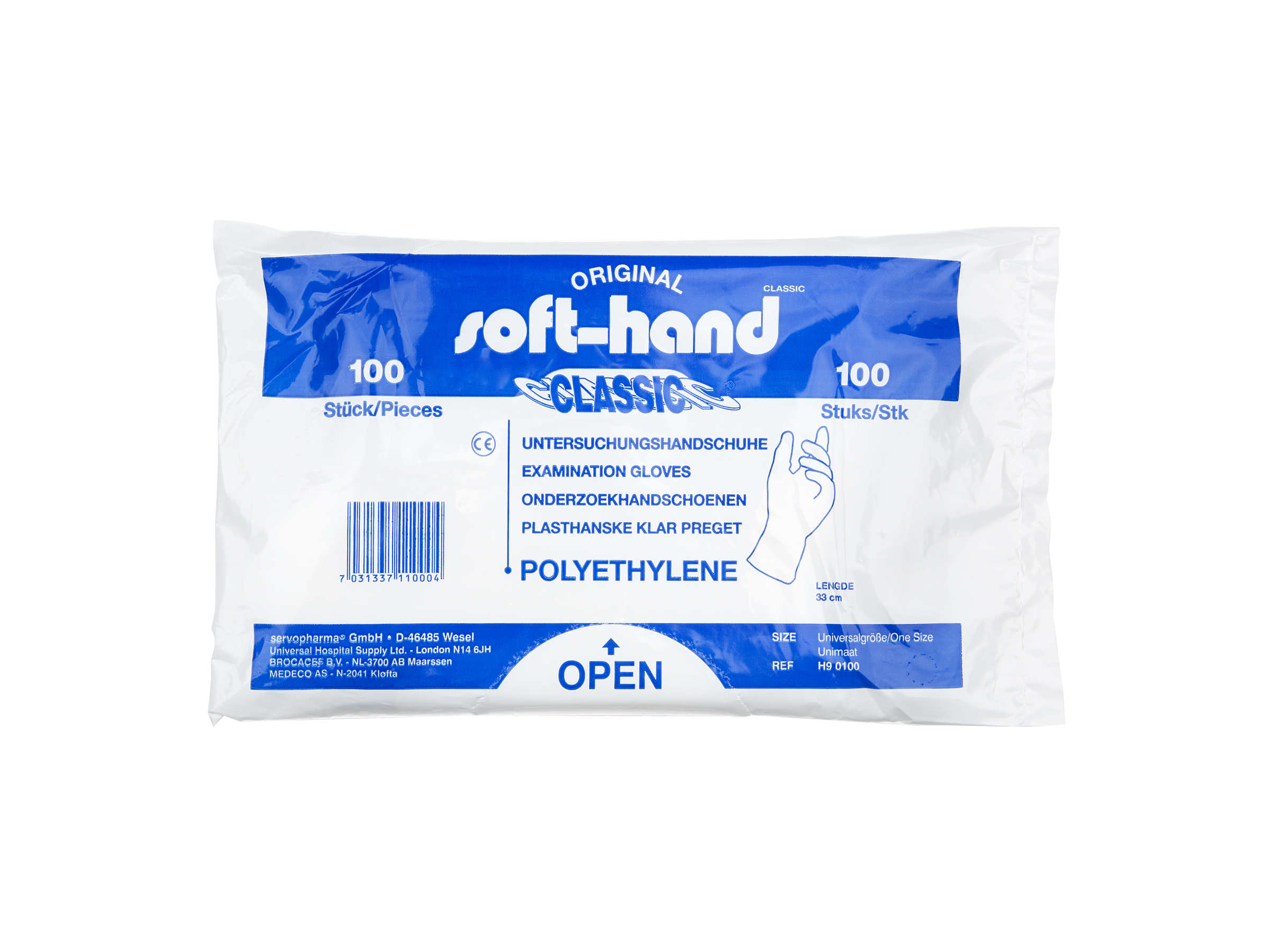Soft-hands Soft-hand classic hanske plast, 100 stk.