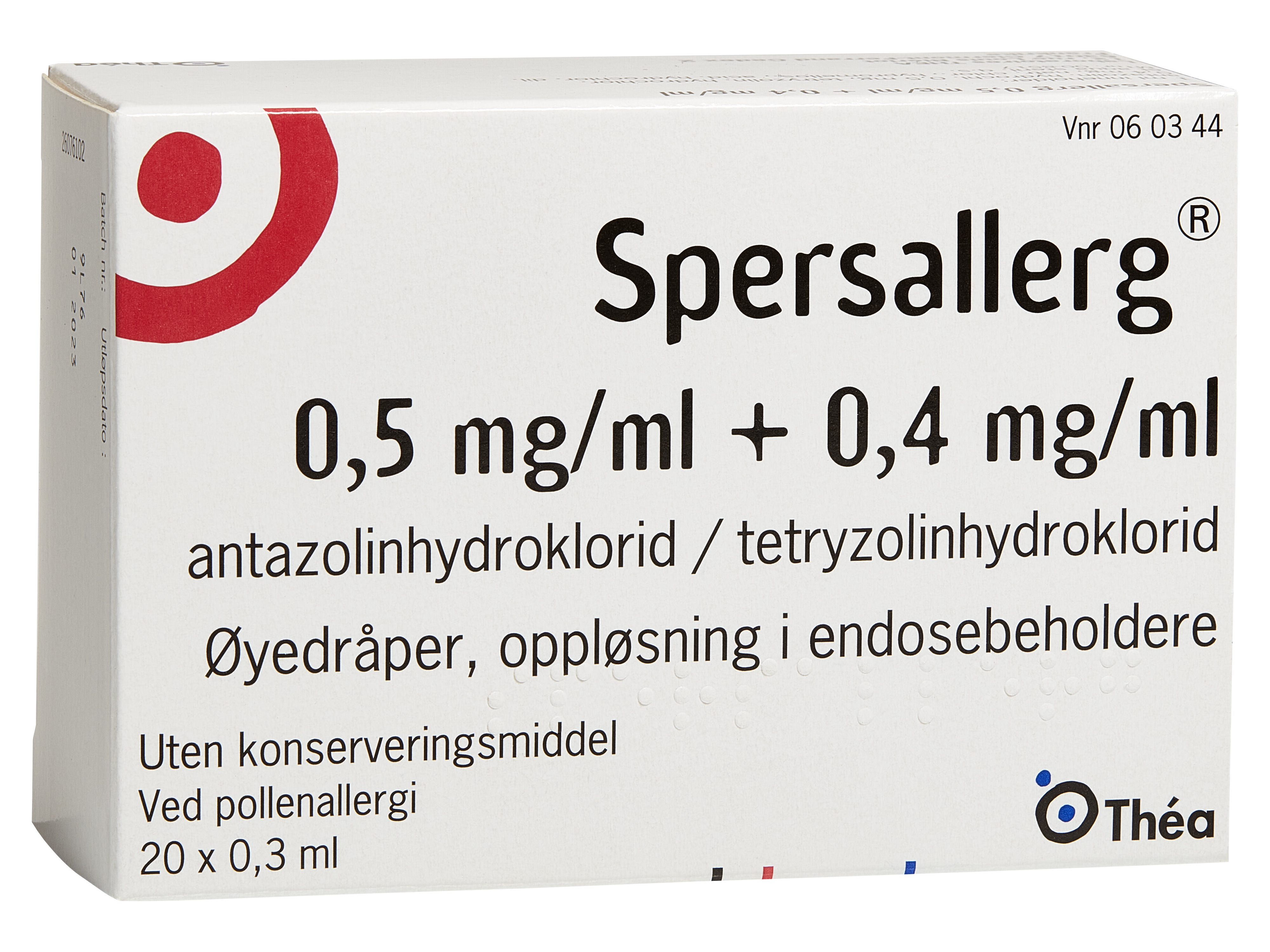 Spersallerg Øyedråper, 20 x 0.3 ml.