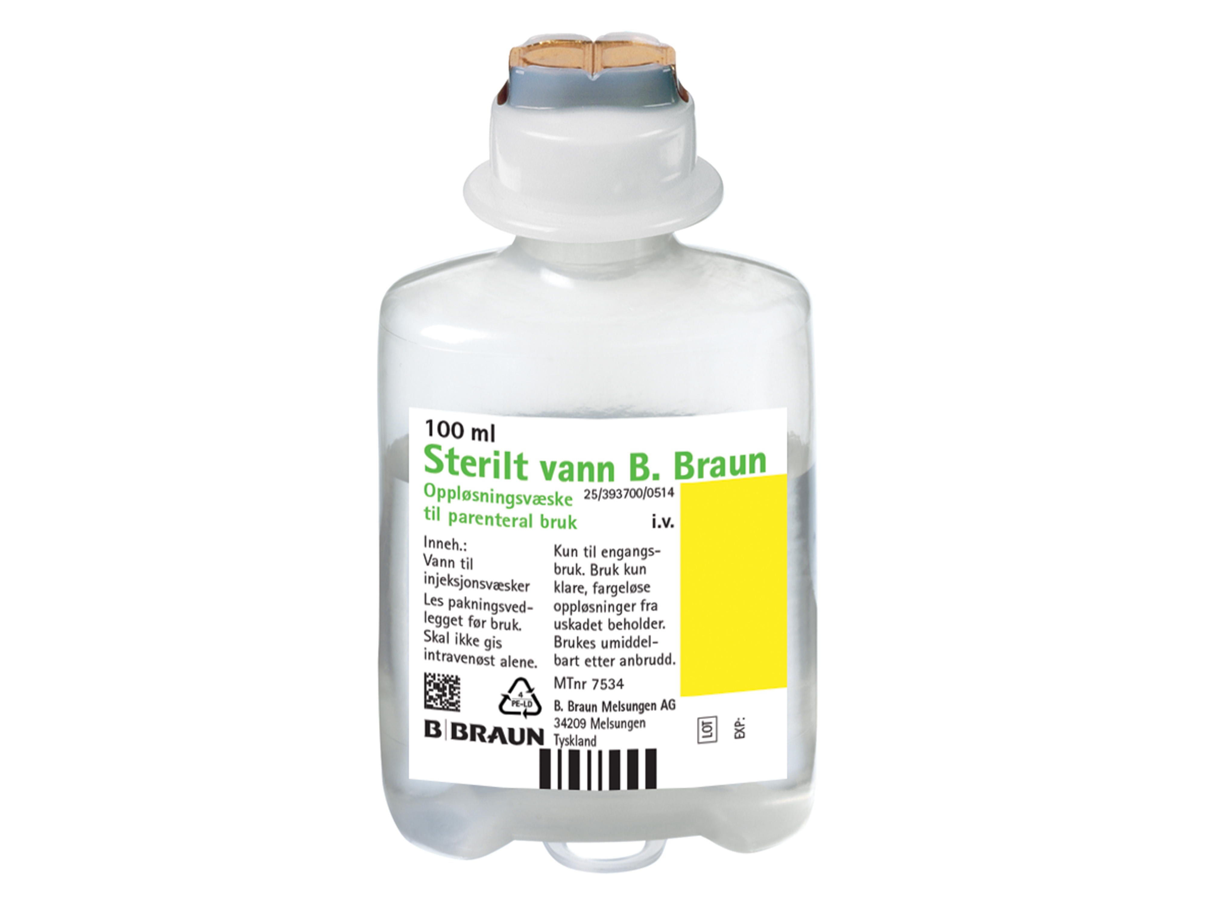 B. Braun Sterilt vann (til injeksjon) ecoflack plus, 20 x 100 ml