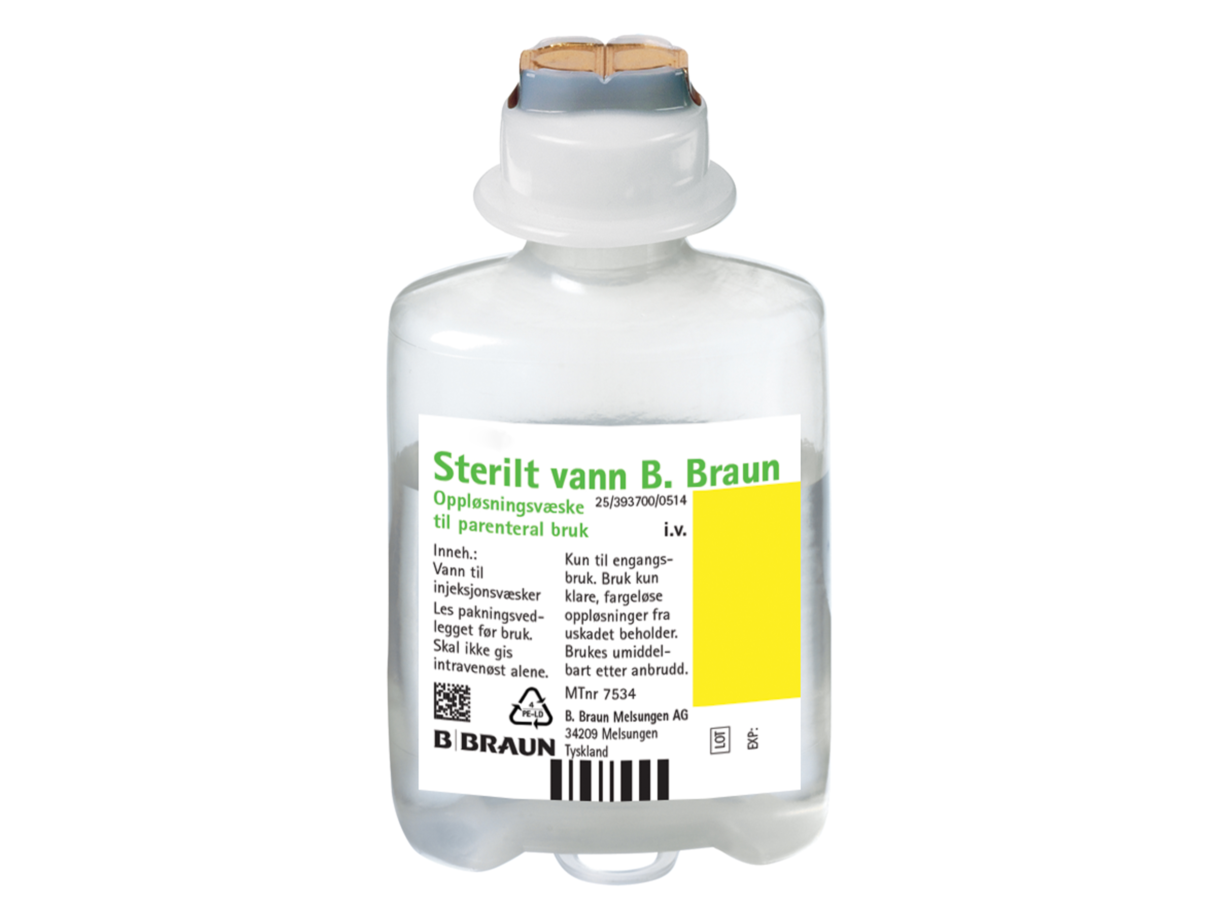 B. Braun Braun Sterilt vann (til injeksjon) ecoflac plus, 20 x 50 ml hetteglass