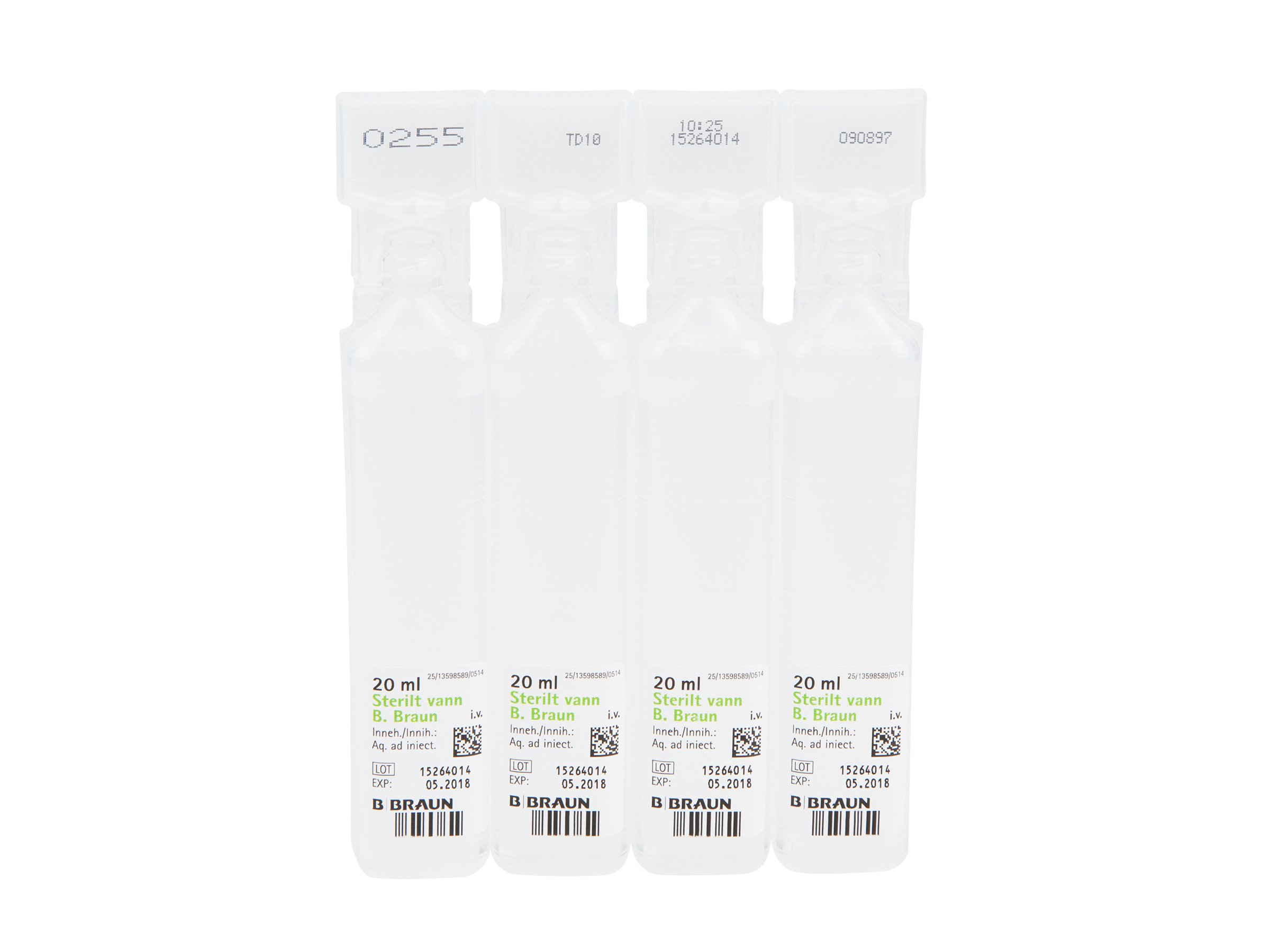 B. Braun Sterilt vann (til injeksjon), 20 x 20 ml