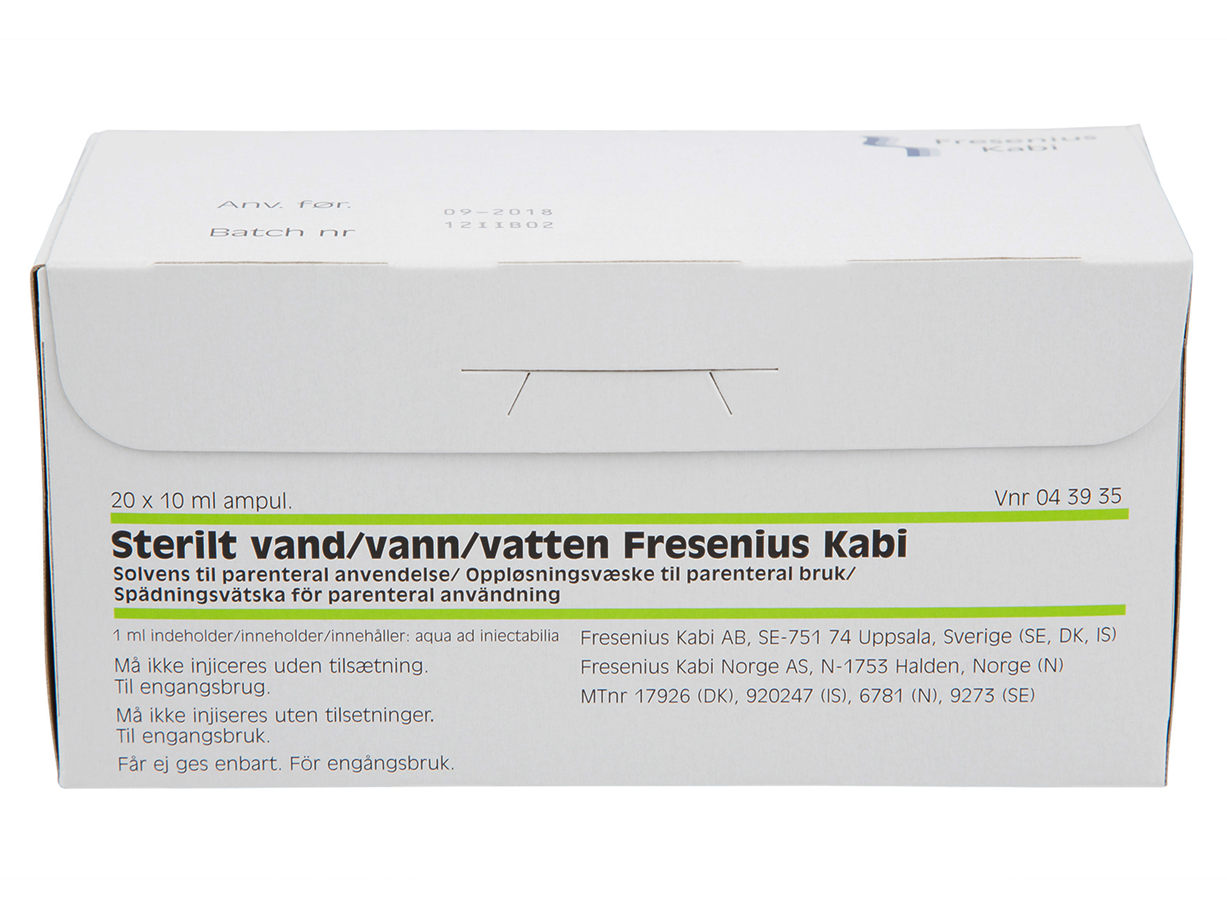 Fresenius Fresenius Sterilt vann (til injeksjon), 20 x 10 ml