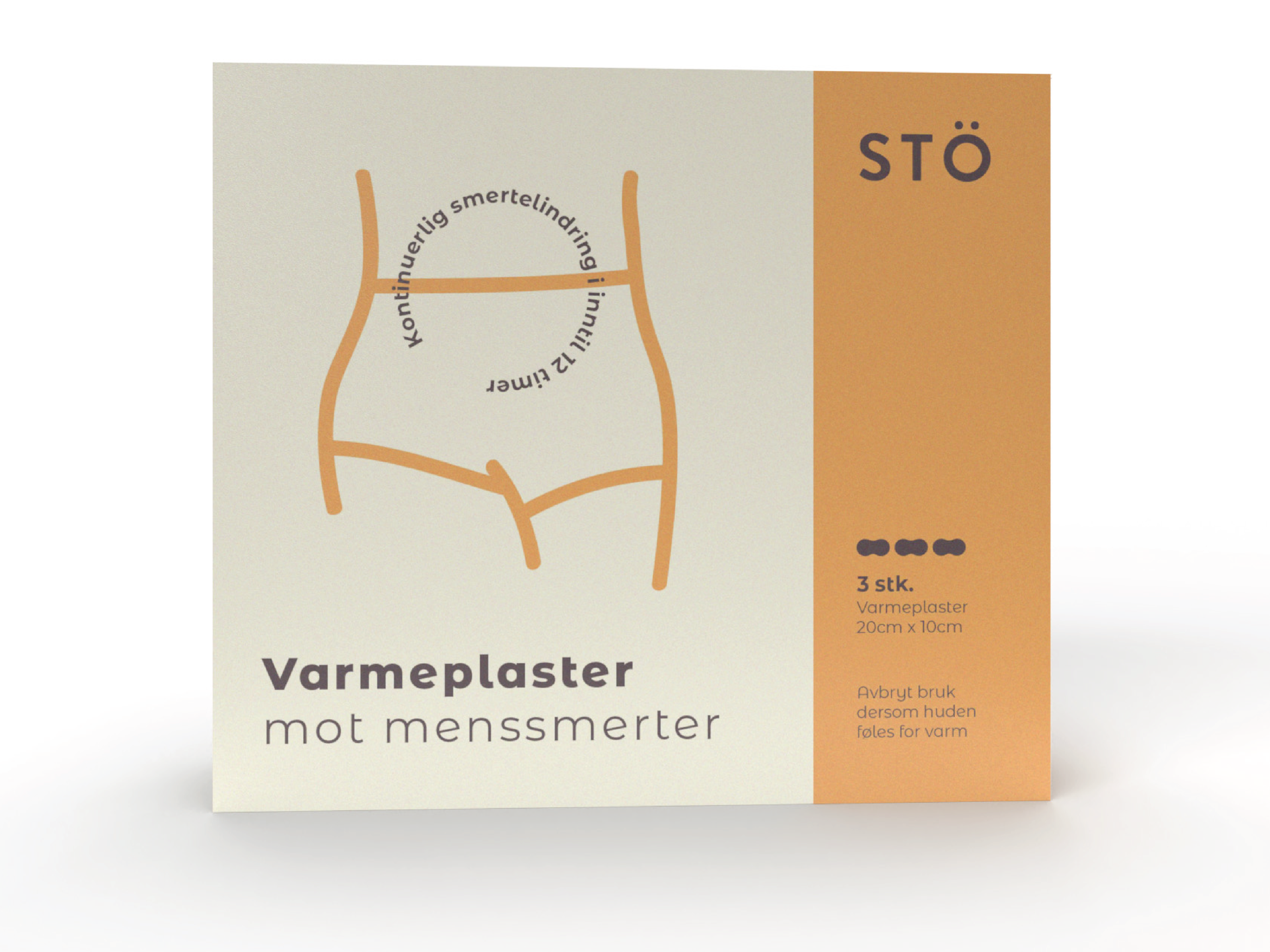 STÖ Varmeplaster mot menssmerter, 20x10 cm, 3 stk.