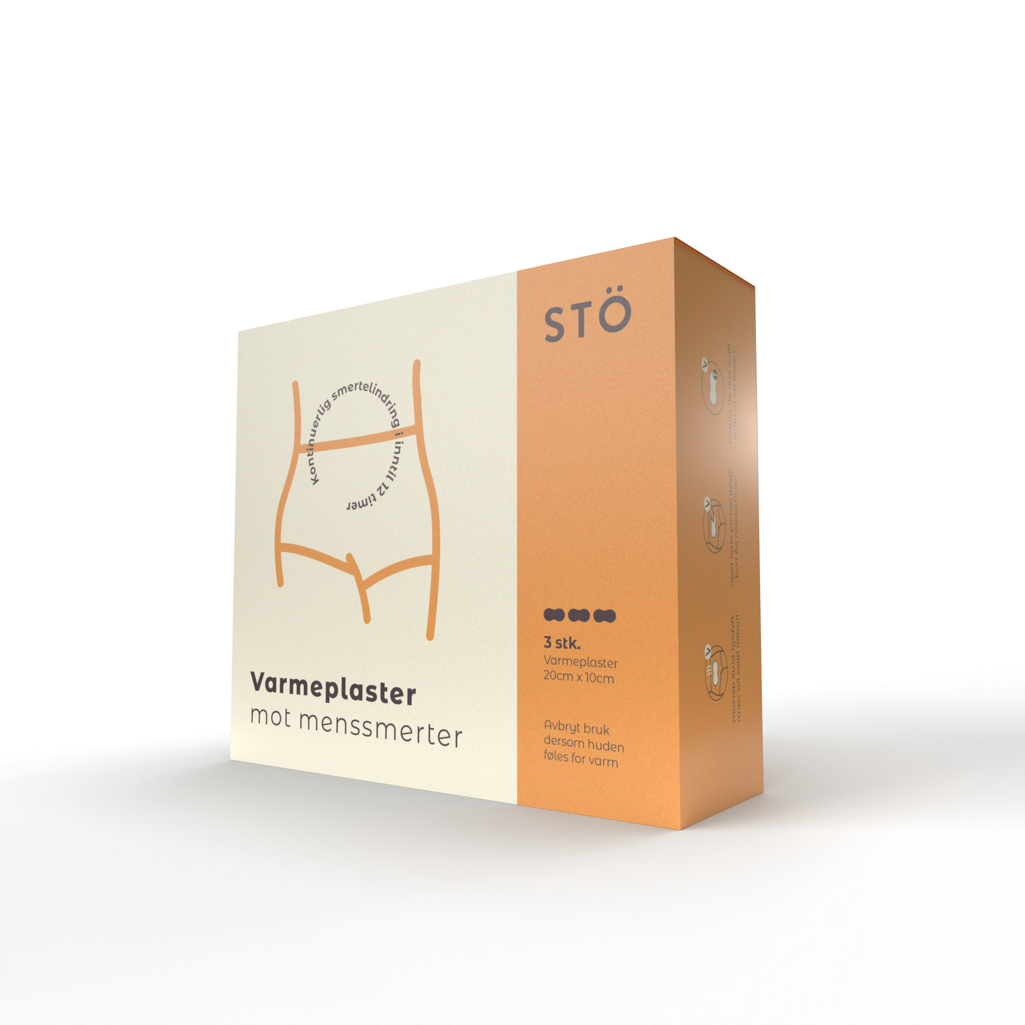 STÖ Varmeplaster mot menssmerter, 3 stk.
