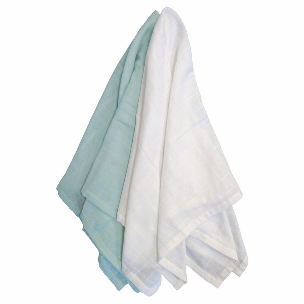 Summerville Organic Babyteppe i musselin, Ice Blue/White, 2 stk.