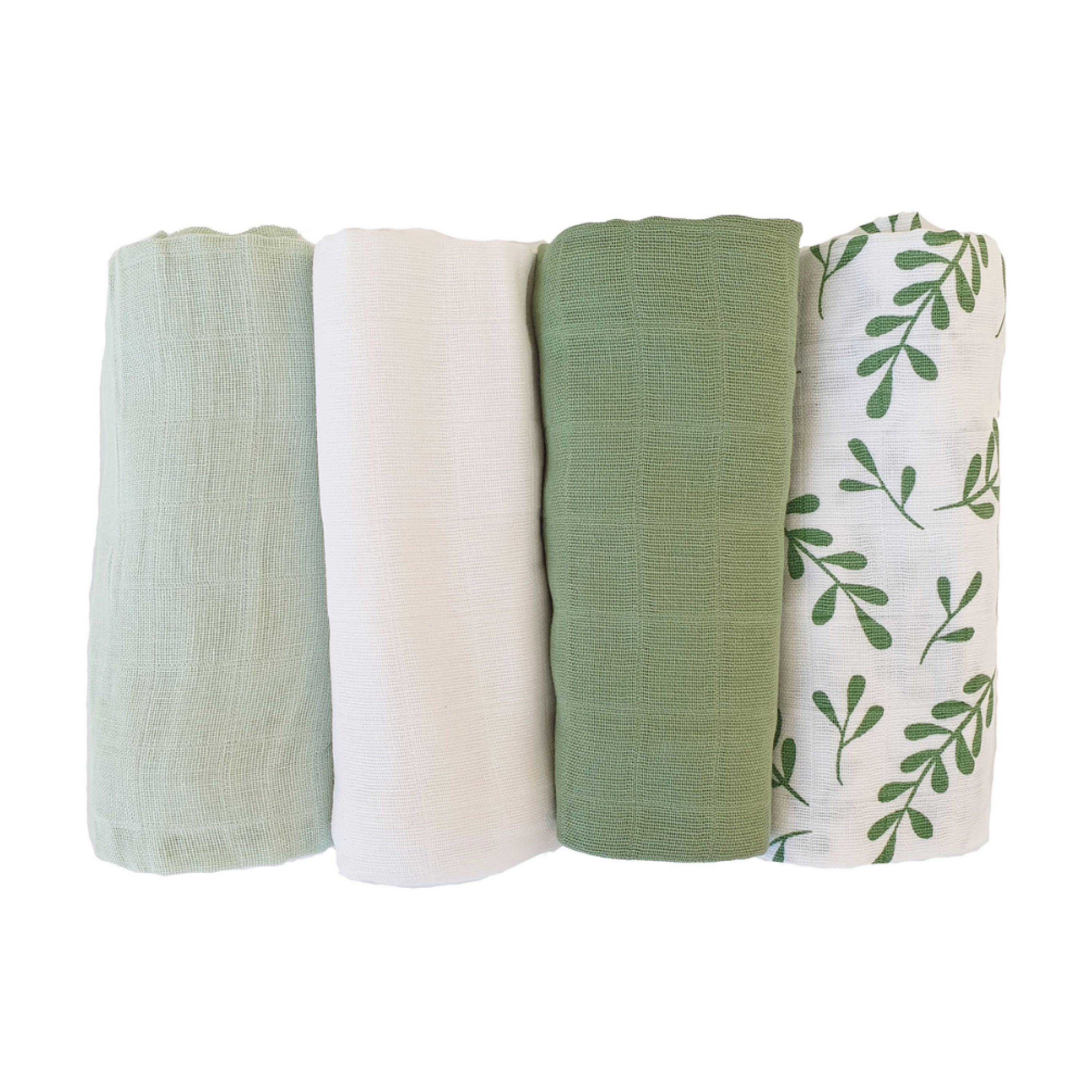 Summerville Organic Babyteppe i musselin, Floral Green, 4 stk.