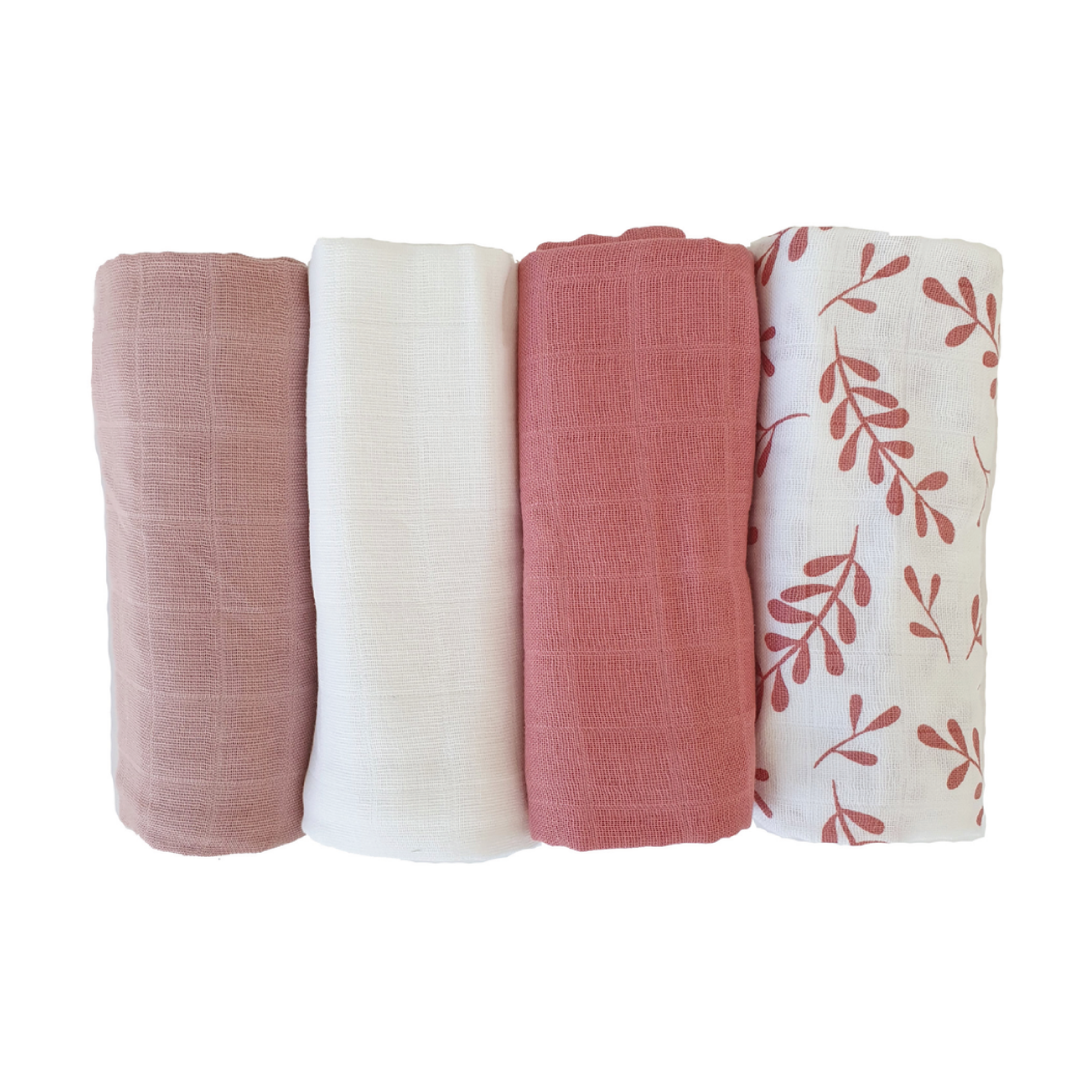 Summerville Organic Babyteppe i musselin, Floral Rose, 4 stk.