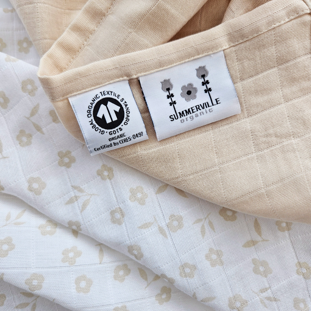 Summerville Organic Babyteppe i musselin, Petal Sandshell, 2 stk.