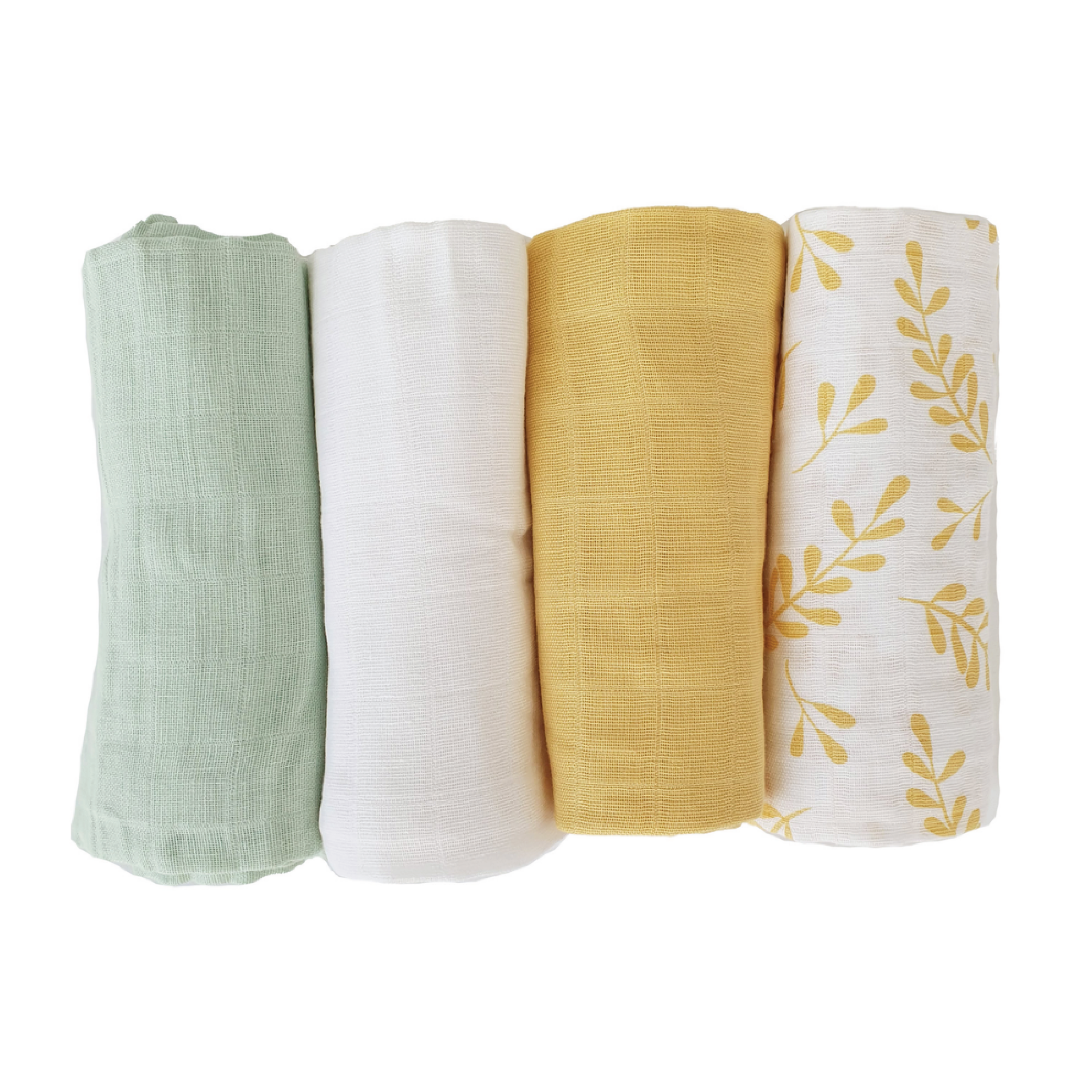 Summerville Organic Babyteppe i musselin, Floral Yellow, 4 stk.