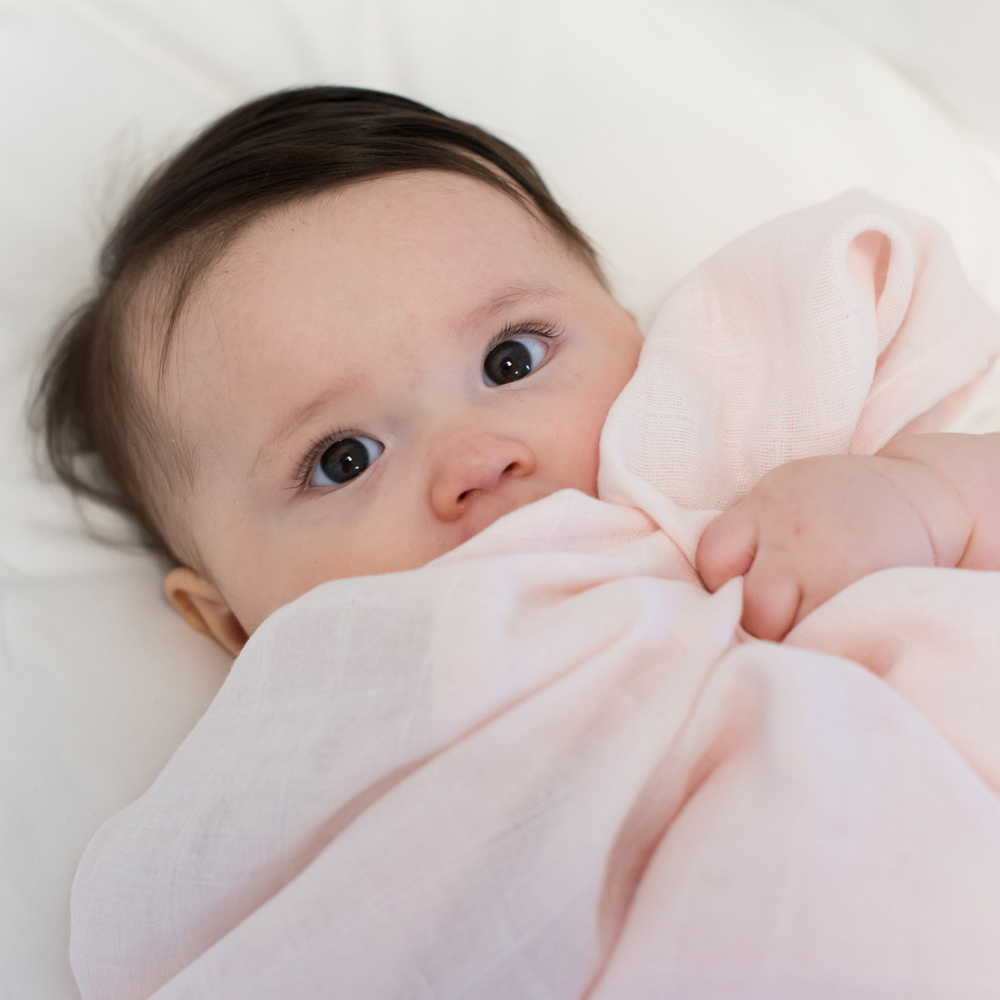 Summerville Organic Babyteppe i musselin, Lys Rosa, 2 stk.