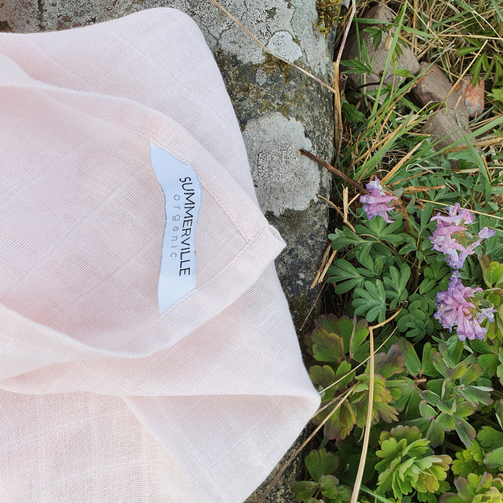 Summerville Organic Babyteppe i musselin, Lys Rosa, 2 stk.