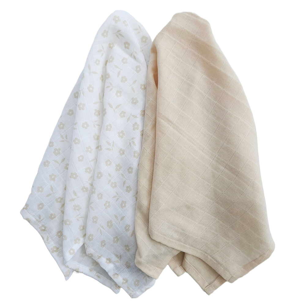 Summerville Organic Babyteppe i musselin, Petal Sandshell, 2 stk.
