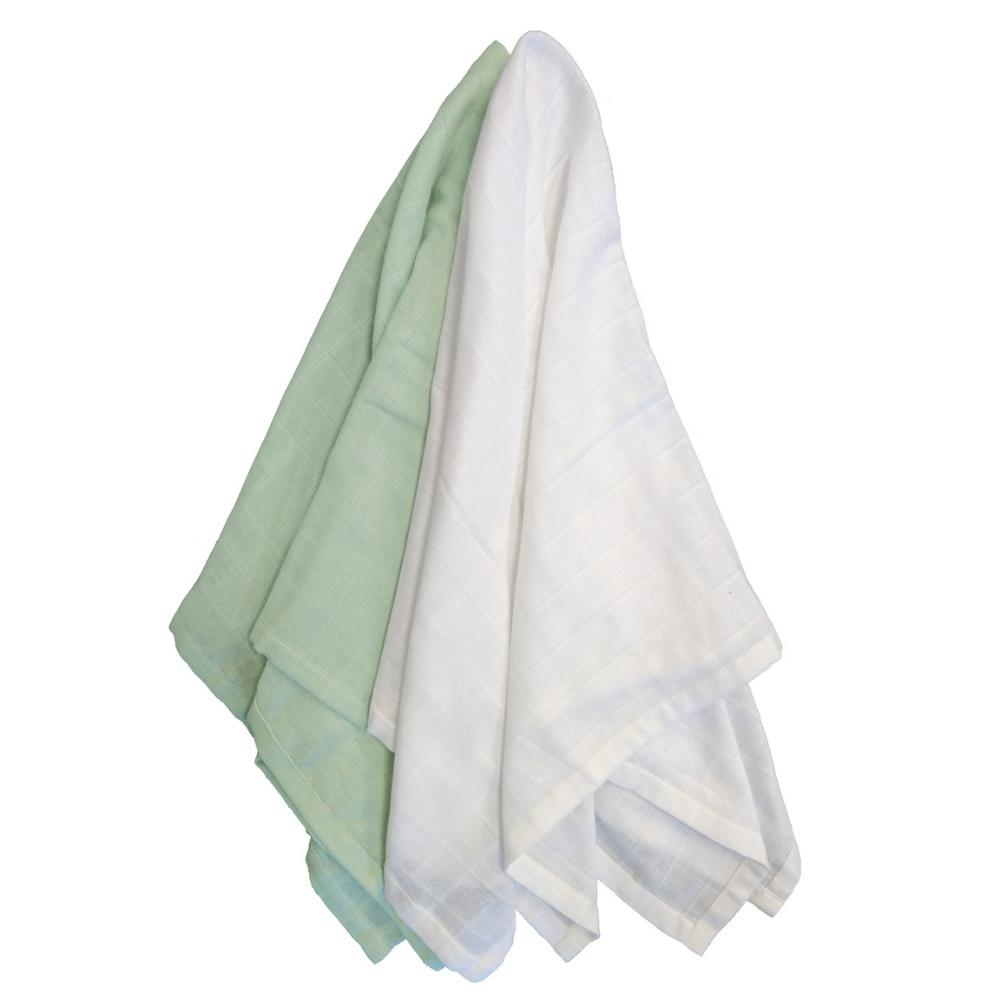 Babyteppe i musselin, Mint og hvit, 2 stk