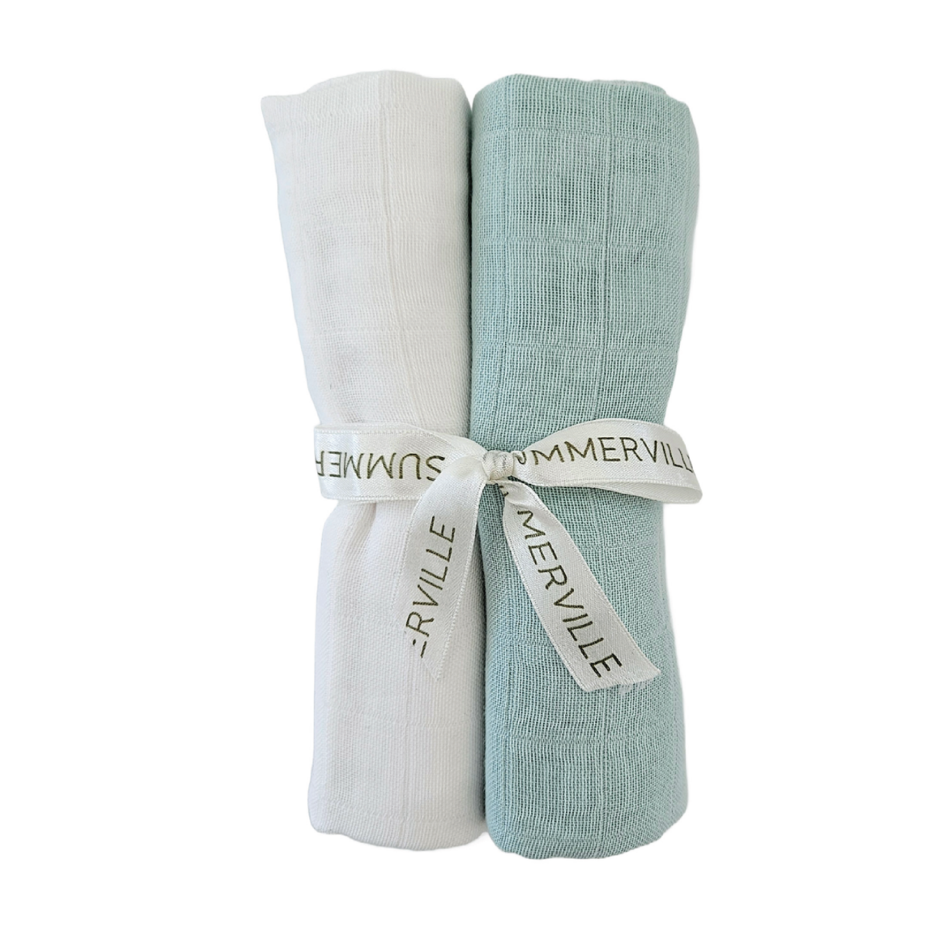 Summerville Organic Babyteppe i musselin, Ice Blue/White, 2 stk.