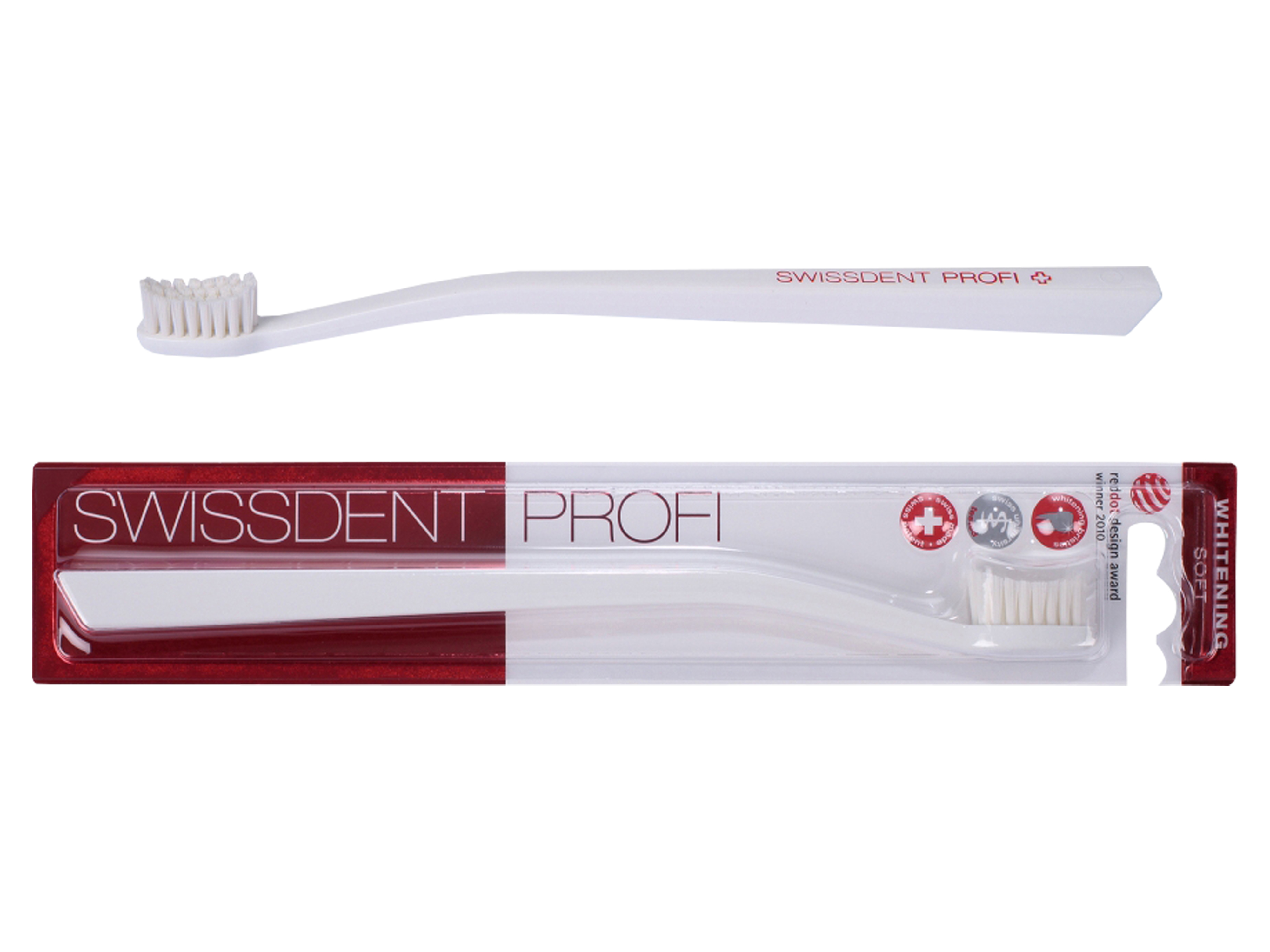 SWISSDENT Profi Whitening Classic Soft tannbørste, Hvit, 1 stk.