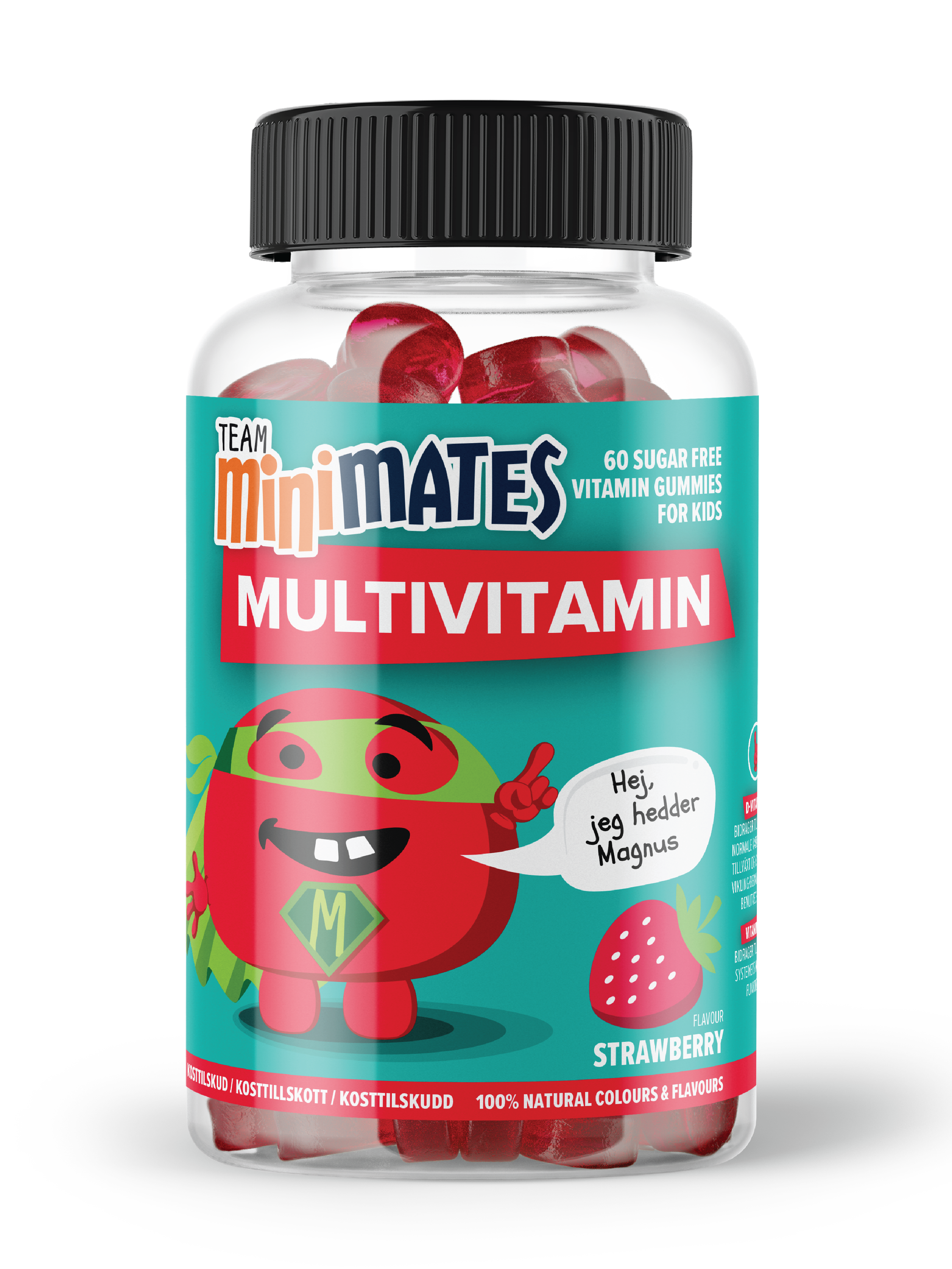 Team MiniMates Multivitamin, Jordbær, 60 stk.