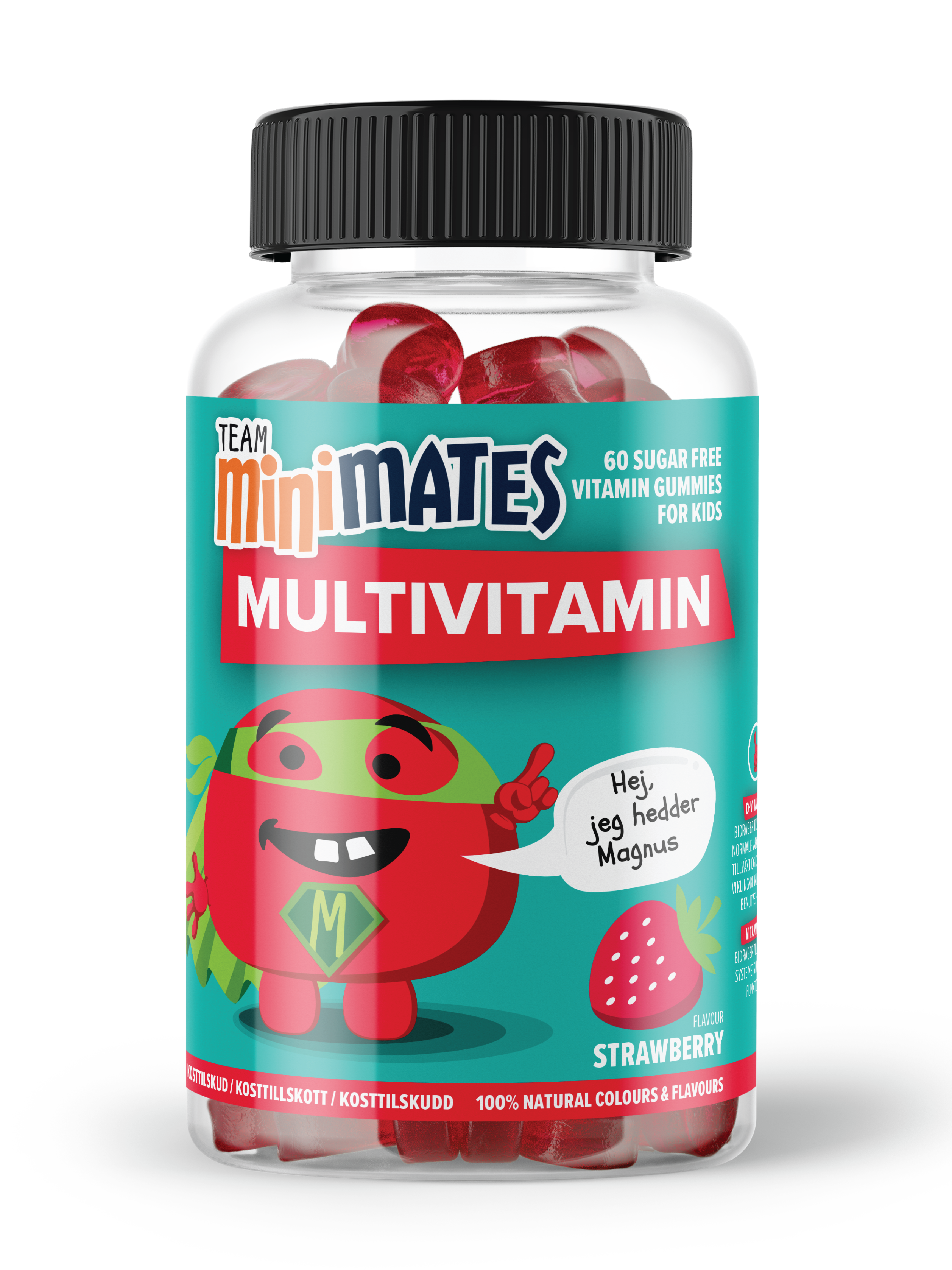 Team MiniMates Multivitamin, Jordbær, 60 stk.