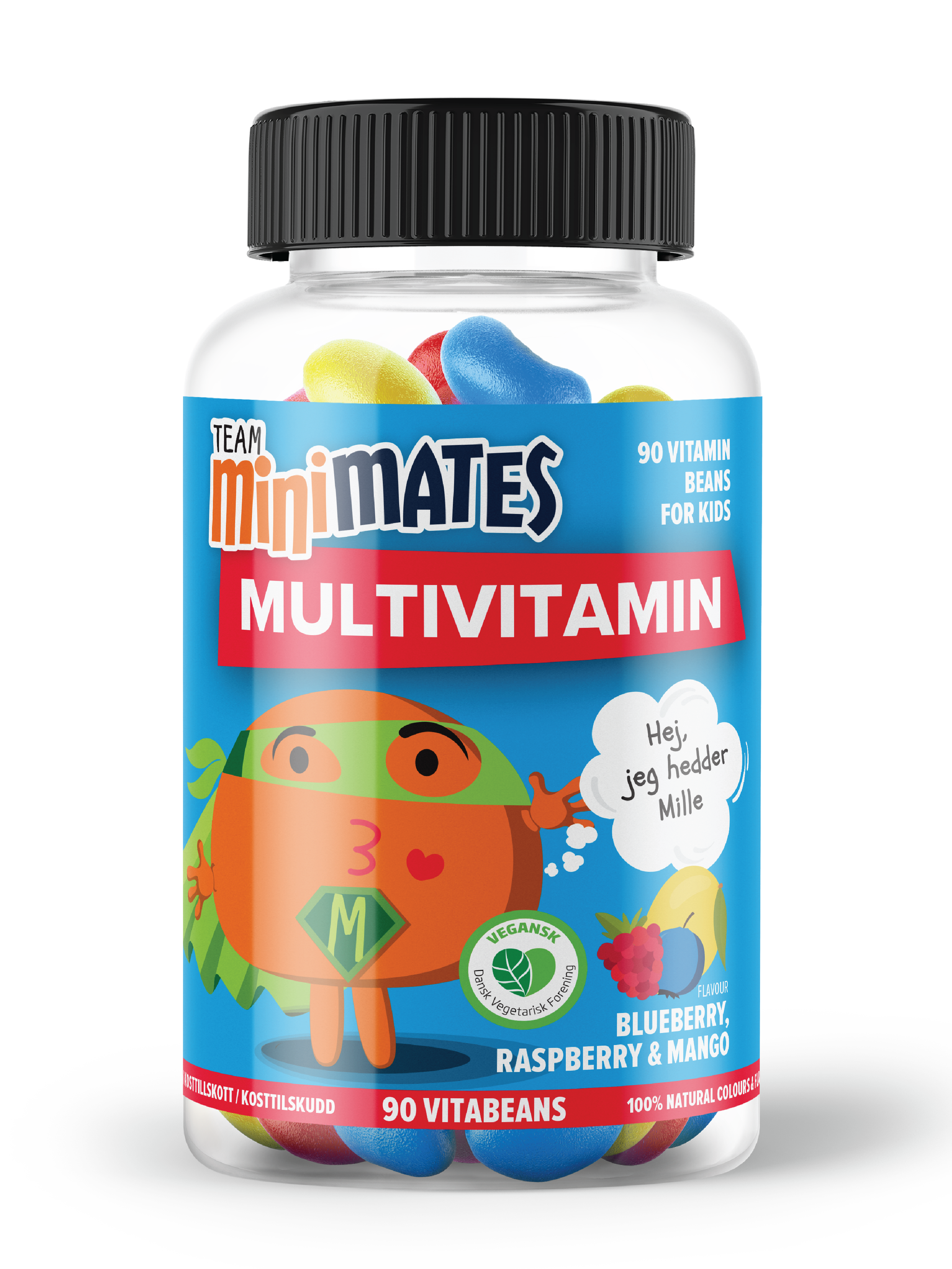 Team MiniMates VitaBean Multivitamin, Blåbær, bringebær & mango, 90 stk.