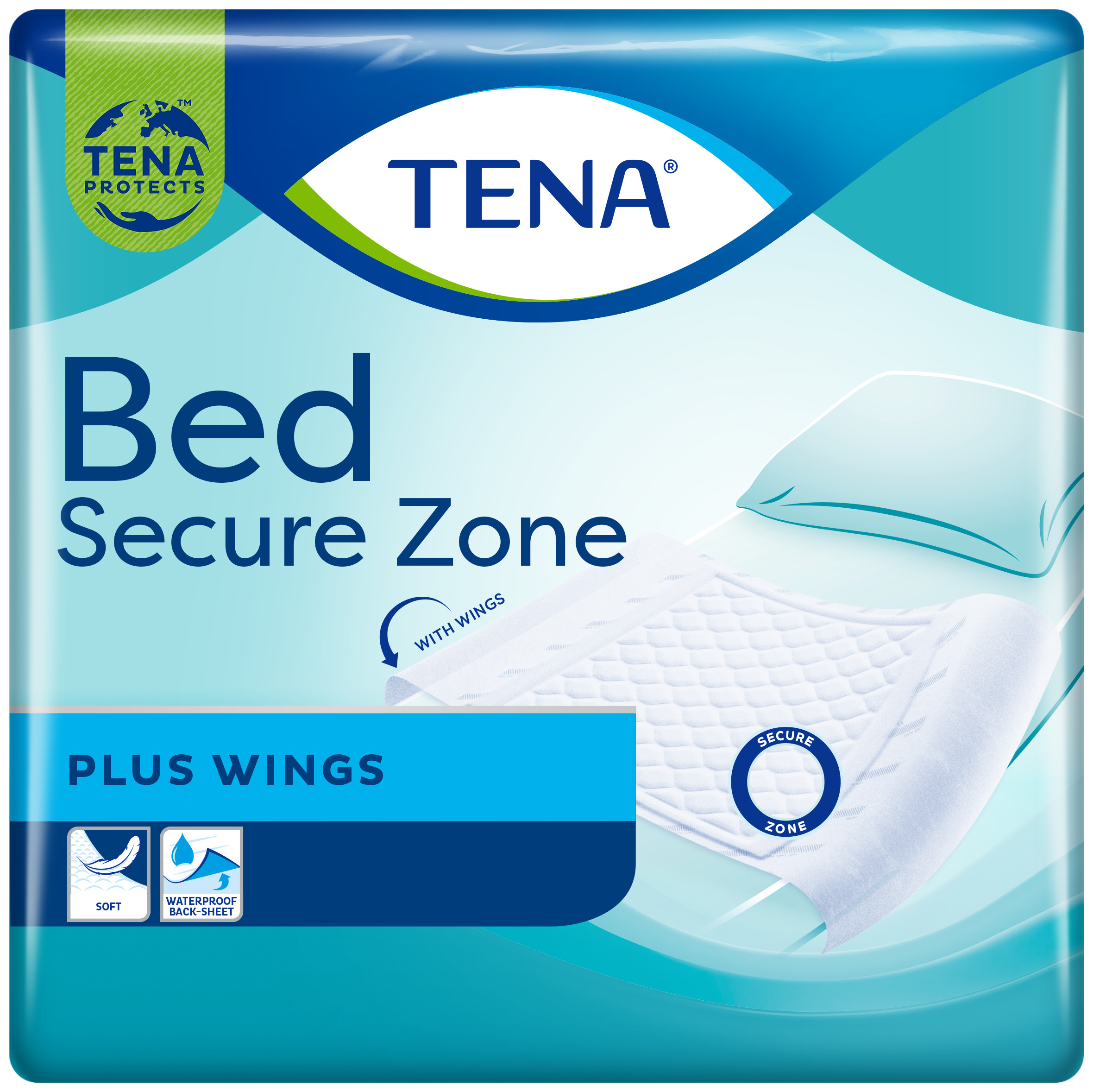 Tena Bed Underpad Plus 180x80cm m/vinger, 20 stk.